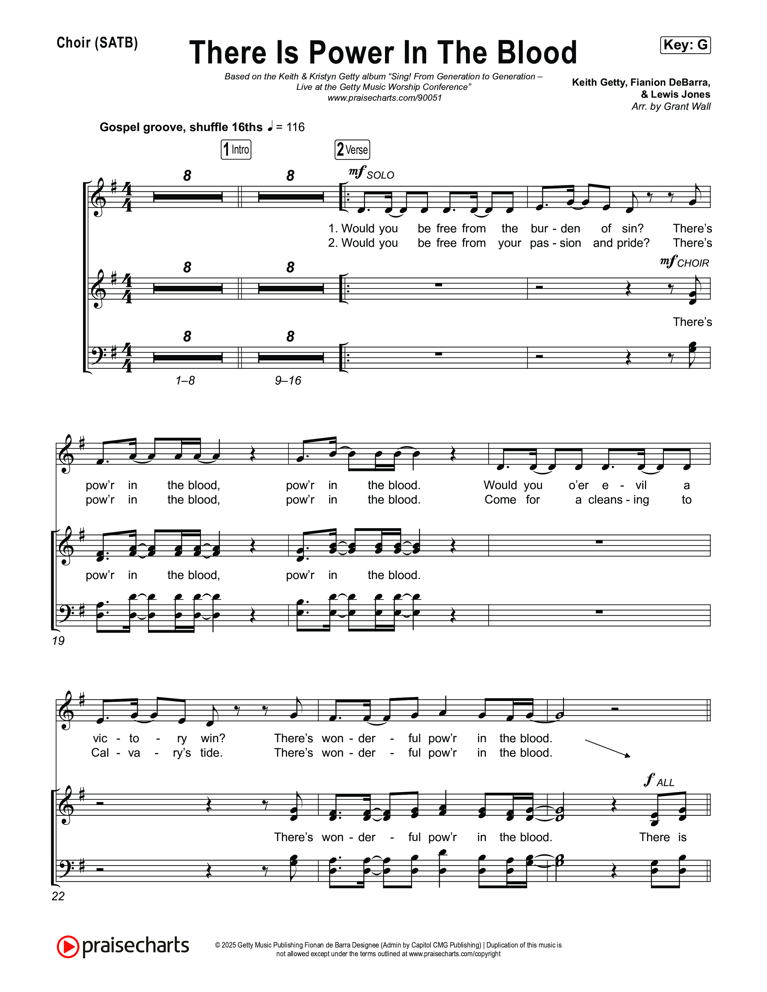 There Is Power In The Blood Choir Sheet (SATB) (Keith & Kristyn Getty / CityAlight / Matt Boswell / Bryan Fowler / Jordan Kauflin / Matt Papa / The Getty Girls / Sing!)