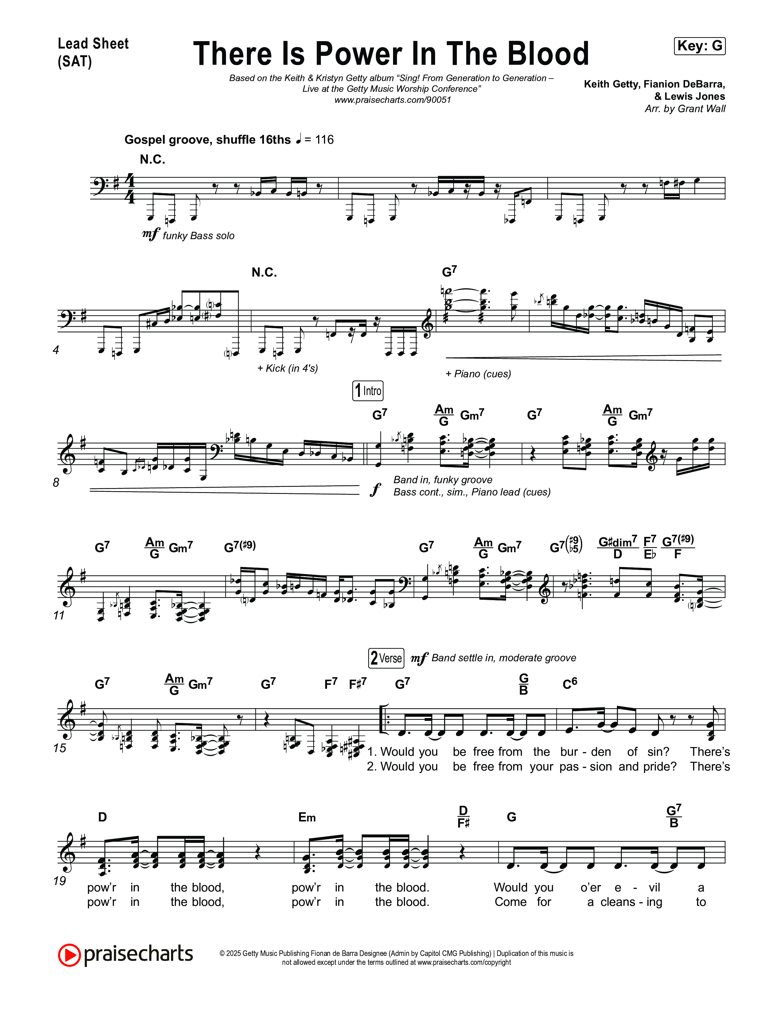 There Is Power In The Blood Lead Sheet (SAT) (Keith & Kristyn Getty / CityAlight / Matt Boswell / Bryan Fowler / Jordan Kauflin / Matt Papa / The Getty Girls / Sing!)