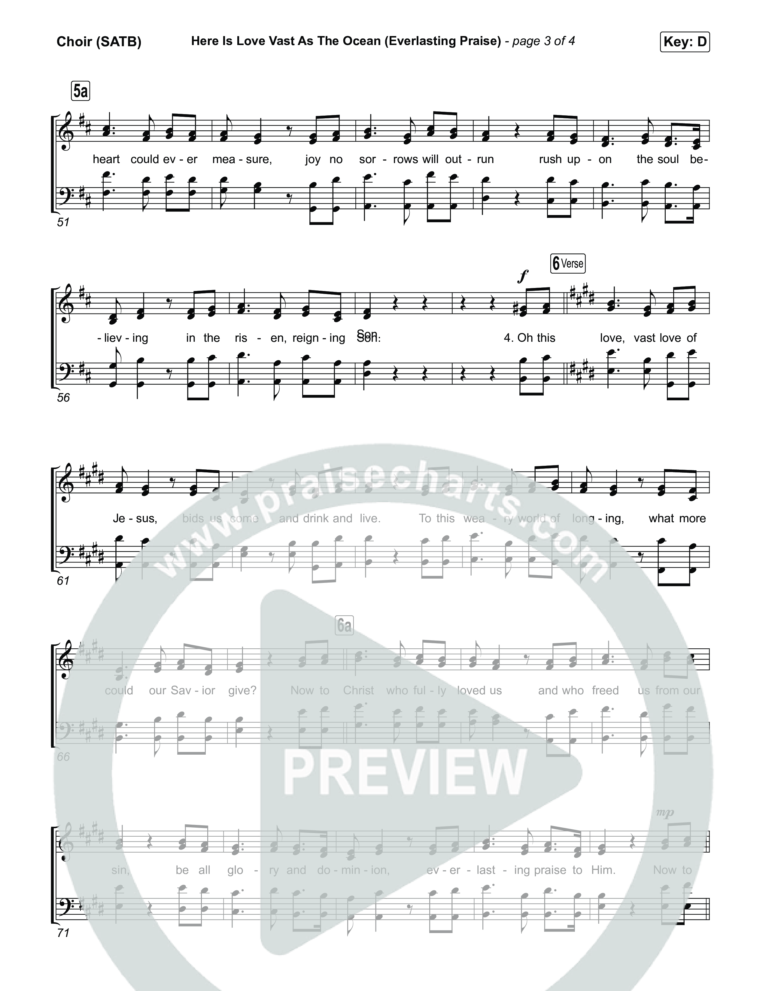 Here Is Love Vast As The Ocean (Everlasting Praise) Choir Sheet (SATB) (Keith & Kristyn Getty / The Getty Girls / Sing!)