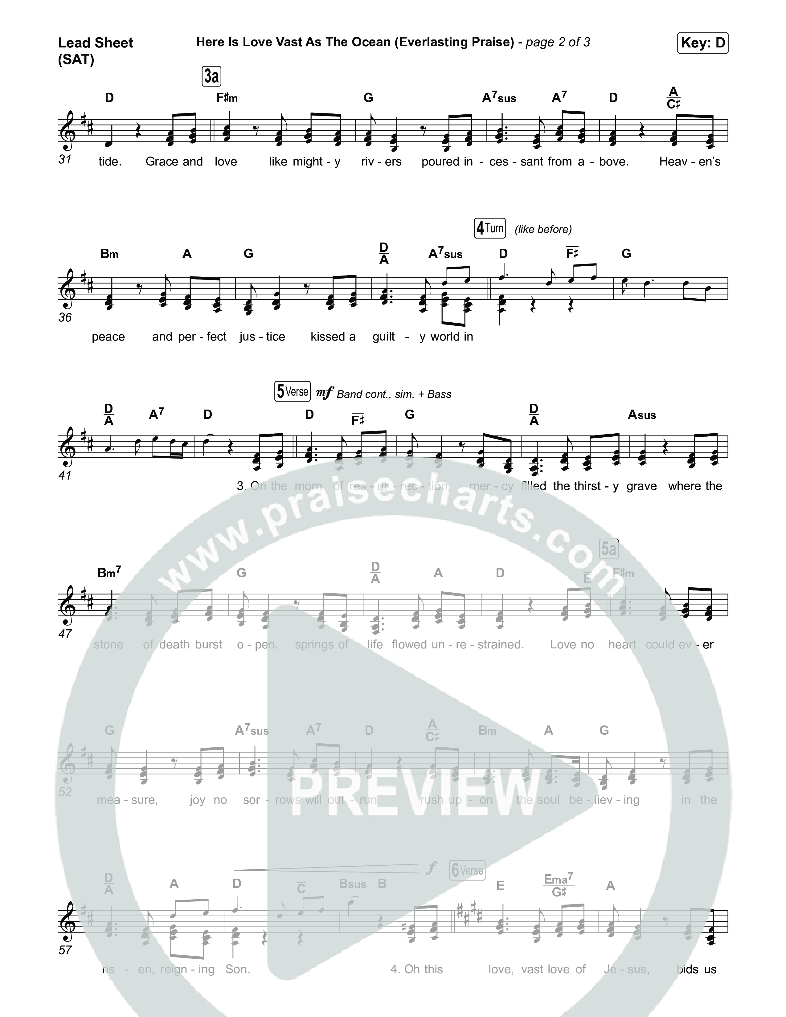 Here Is Love Vast As The Ocean (Everlasting Praise) Lead Sheet (SAT) (Keith & Kristyn Getty / The Getty Girls / Sing!)