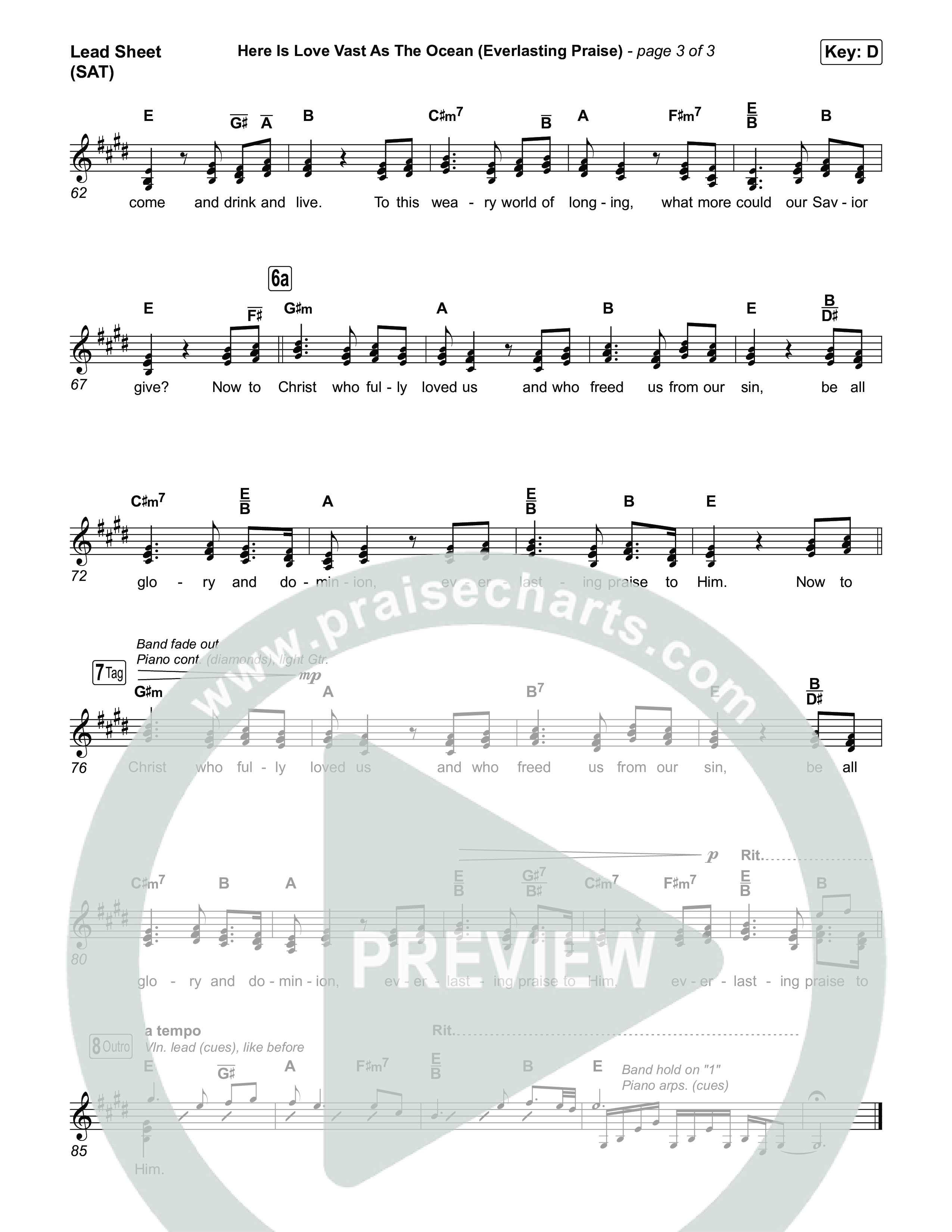 Here Is Love Vast As The Ocean (Everlasting Praise) Lead Sheet (SAT) (Keith & Kristyn Getty / The Getty Girls / Sing!)