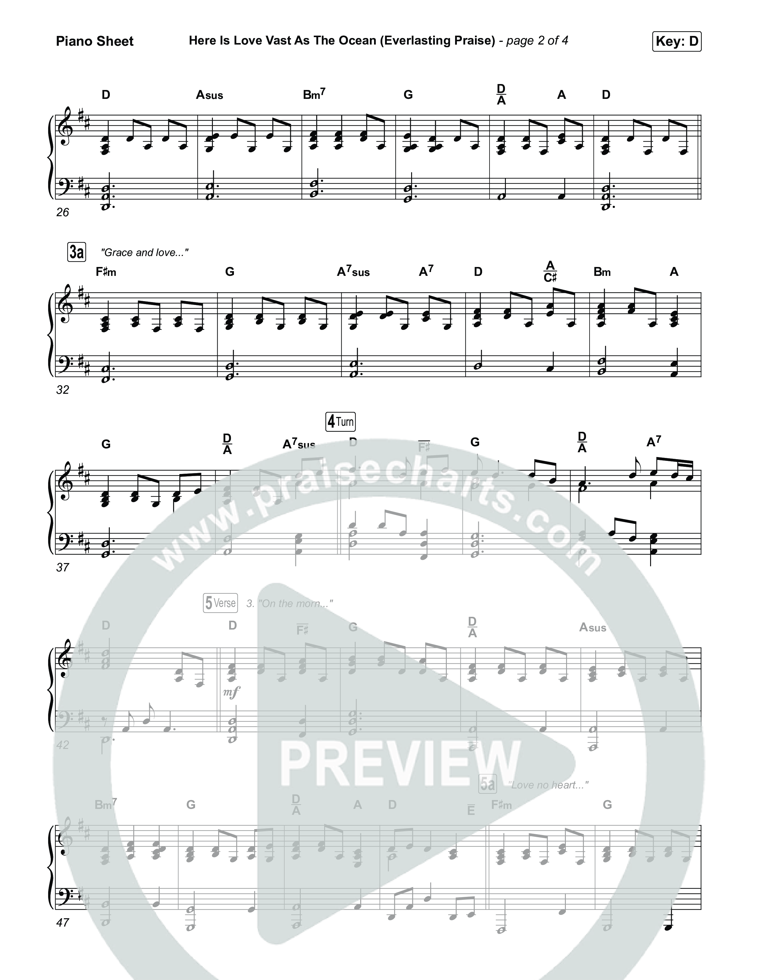 Here Is Love Vast As The Ocean (Everlasting Praise) Piano Sheet (Keith & Kristyn Getty / The Getty Girls / Sing!)