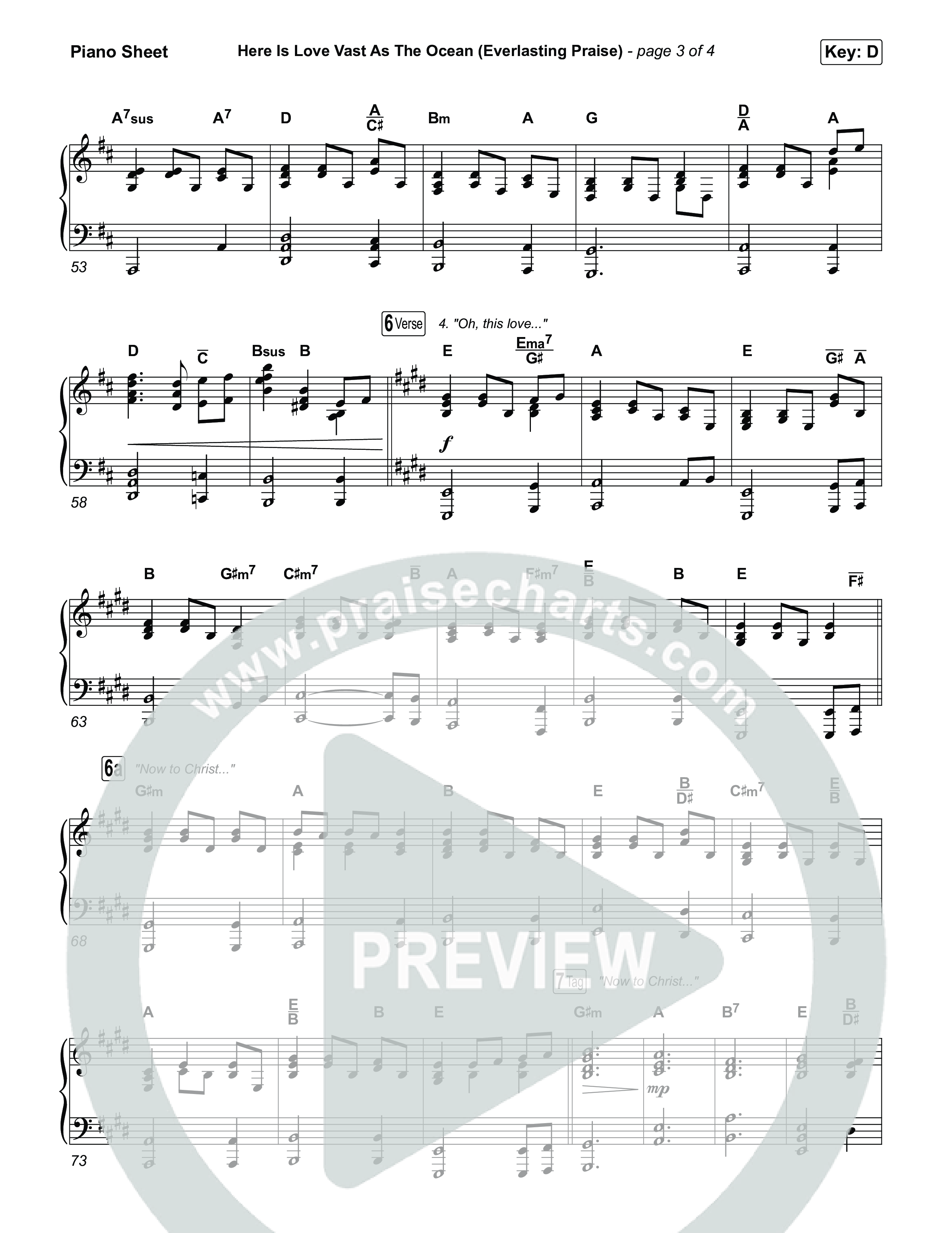 Here Is Love Vast As The Ocean (Everlasting Praise) Piano Sheet (Keith & Kristyn Getty / The Getty Girls / Sing!)