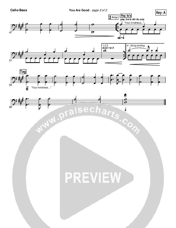 You Are Good Cello/Bass (Gateway Worship)
