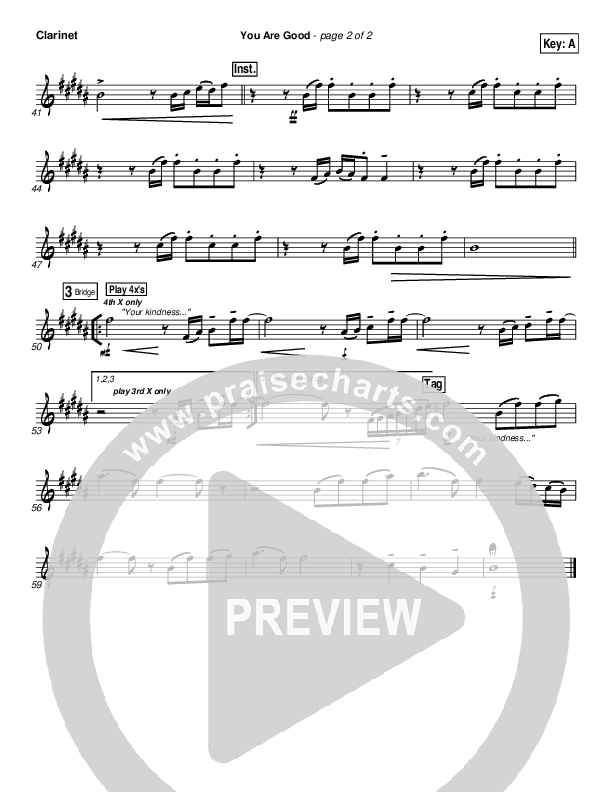 You Are Good Clarinet (Gateway Worship)