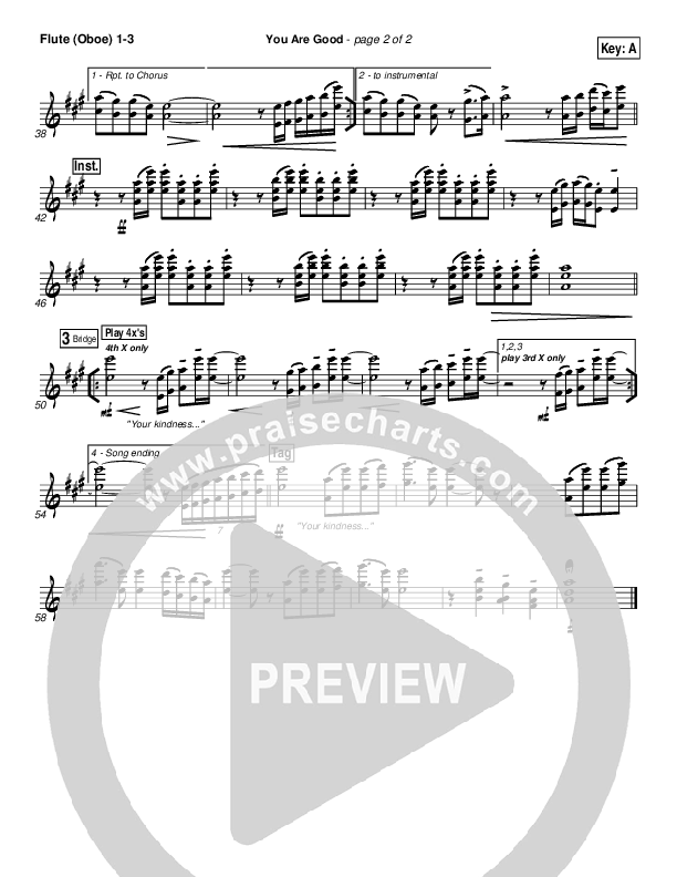 You Are Good Flute/Oboe 1/2/3 (Gateway Worship)