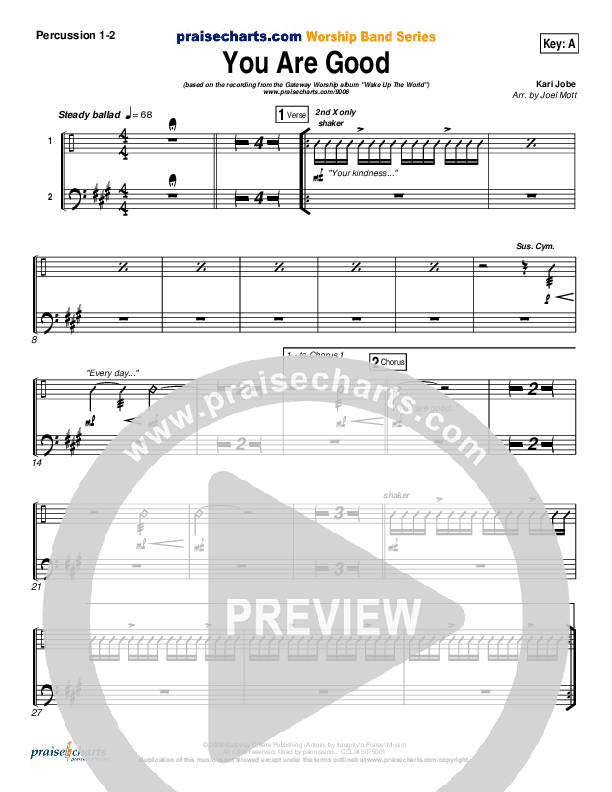 You Are Good Percussion 1/2 (Gateway Worship)