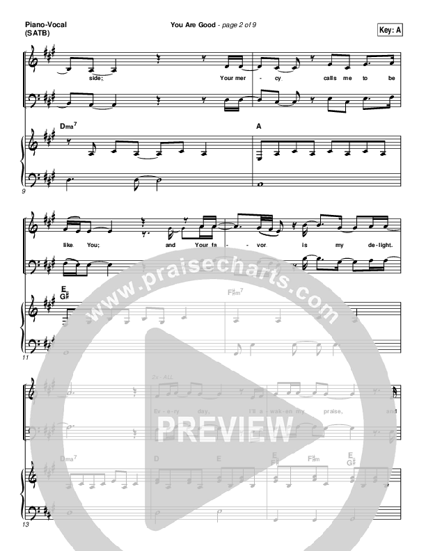 You Are Good Piano/Vocal (Gateway Worship)