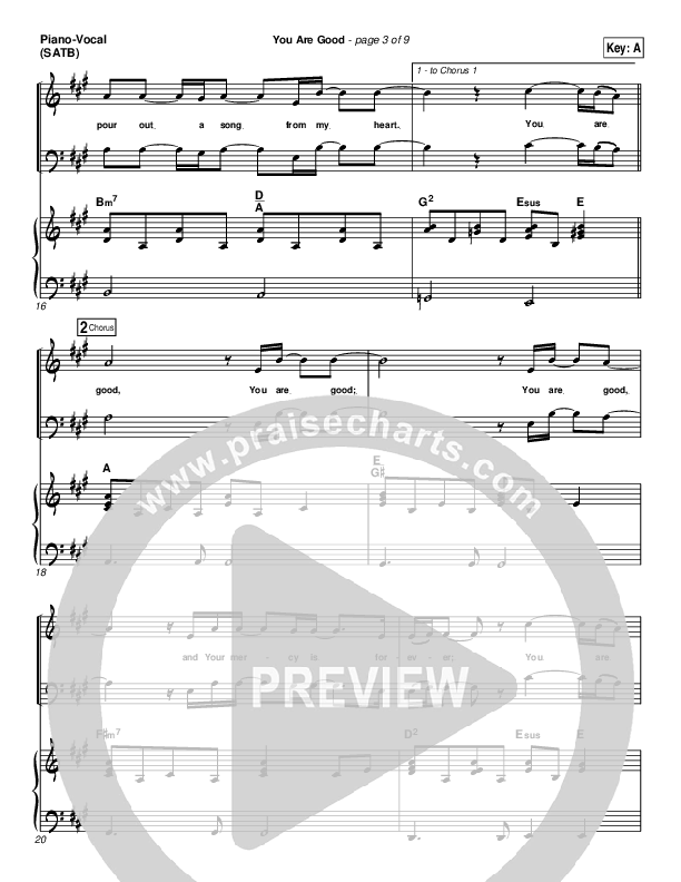 You Are Good Piano/Vocal (SATB) (Gateway Worship)