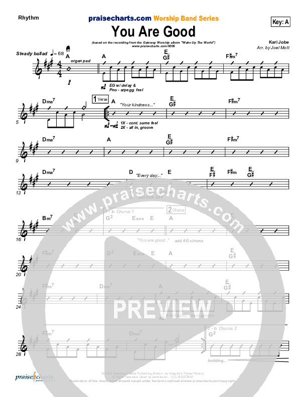 You Are Good Rhythm Chart (Gateway Worship)