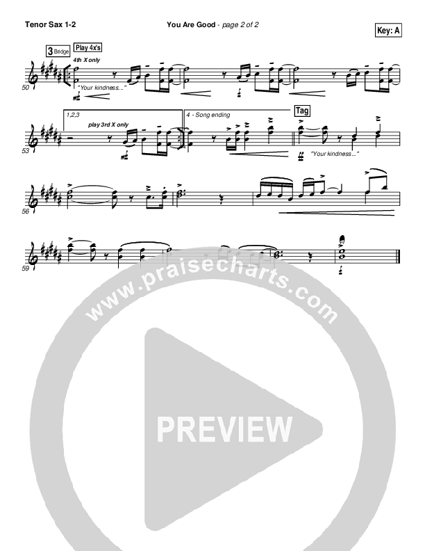 You Are Good Tenor Sax 1/2 (Gateway Worship)