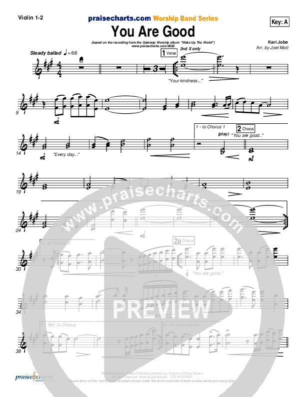 You Are Good Violin 1/2 (Gateway Worship)