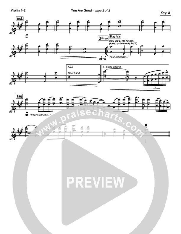 You Are Good Violin 1/2 (Gateway Worship)