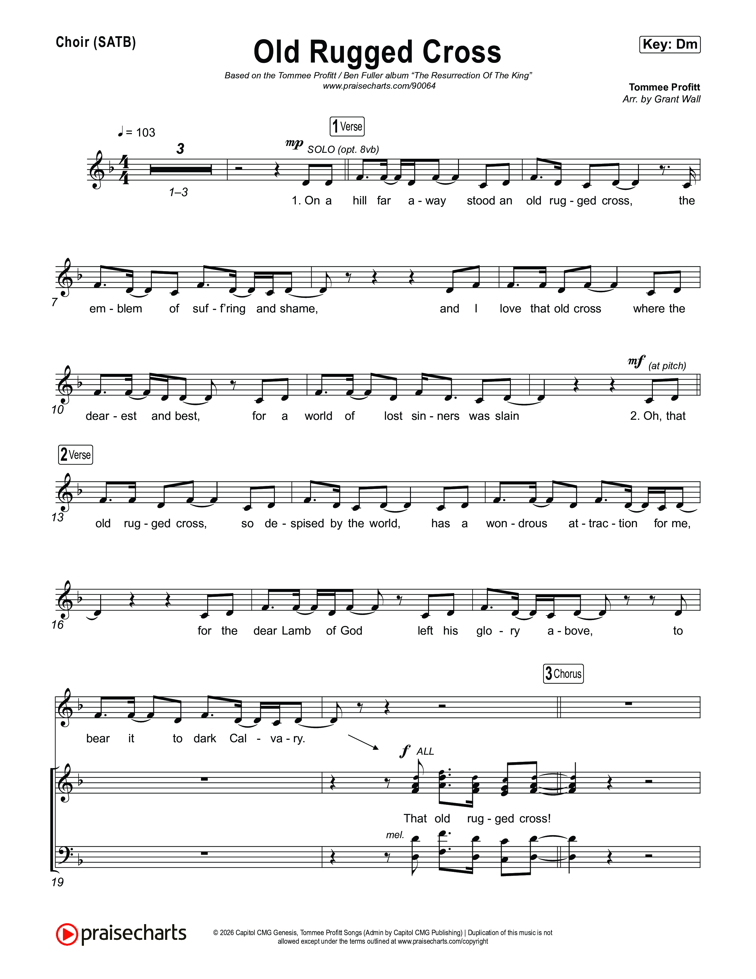 Old Rugged Cross Choir Sheet (SATB) (Tommee Profitt / Ben Fuller)