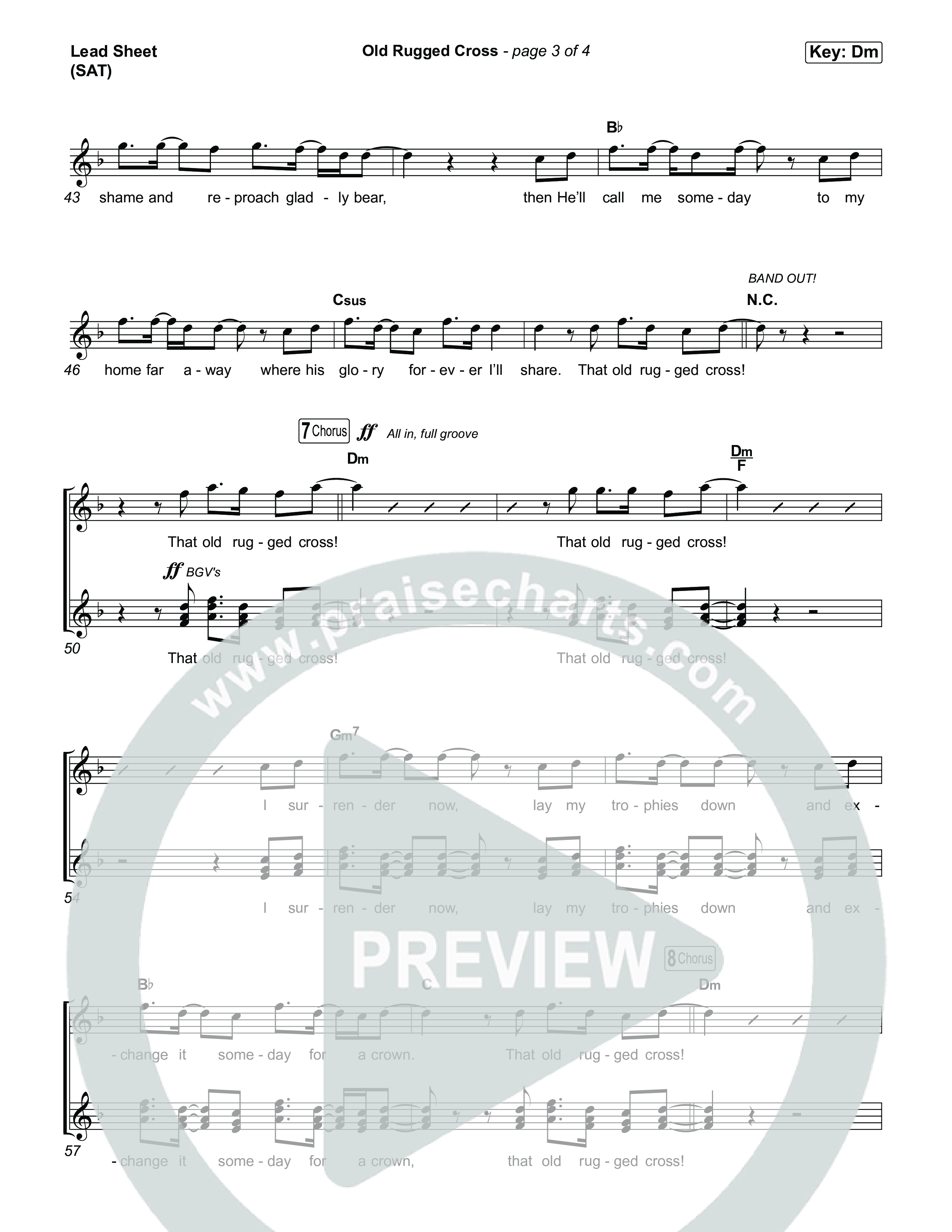 Old Rugged Cross Lead Sheet (SAT) (Tommee Profitt / Ben Fuller)