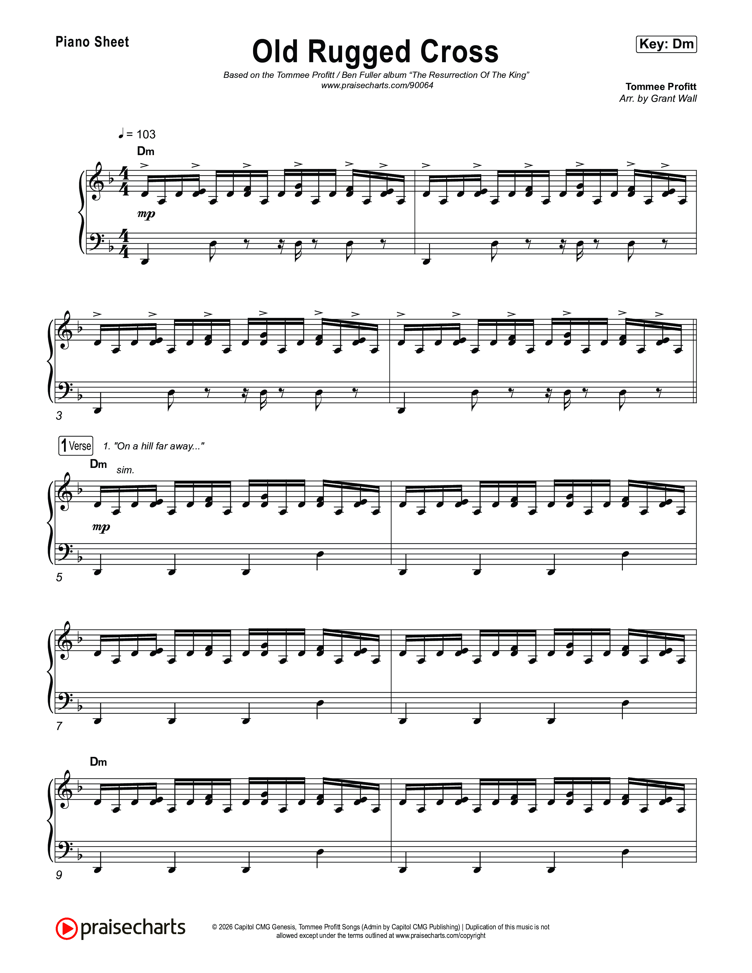 Old Rugged Cross Piano Sheet (Tommee Profitt / Ben Fuller)