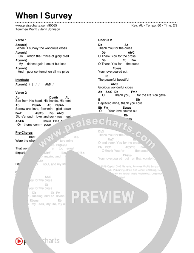 When I Survey Chords & Lyrics (Tommee Profitt / Jenn Johnson)