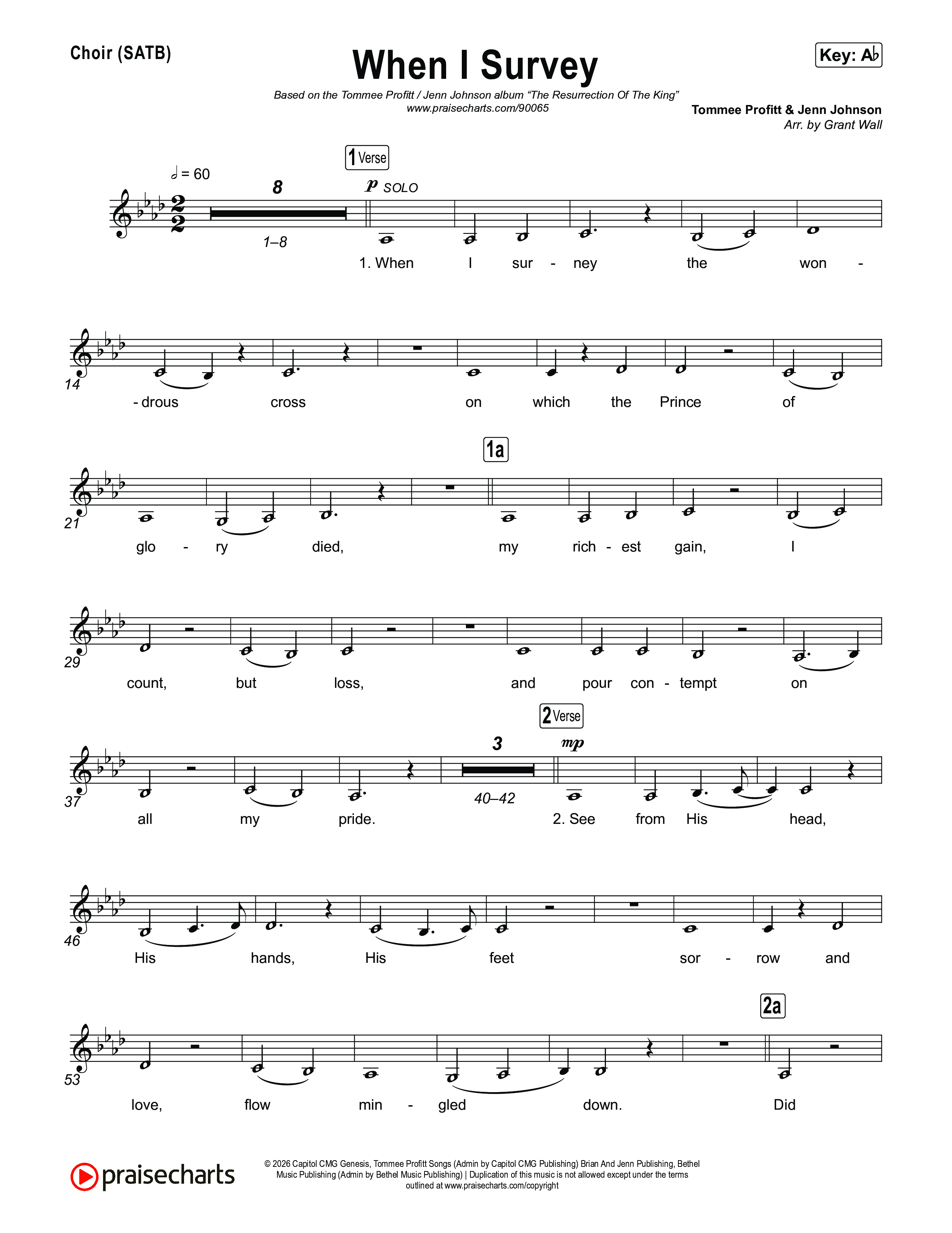 When I Survey Choir Sheet (SATB) (Tommee Profitt / Jenn Johnson)