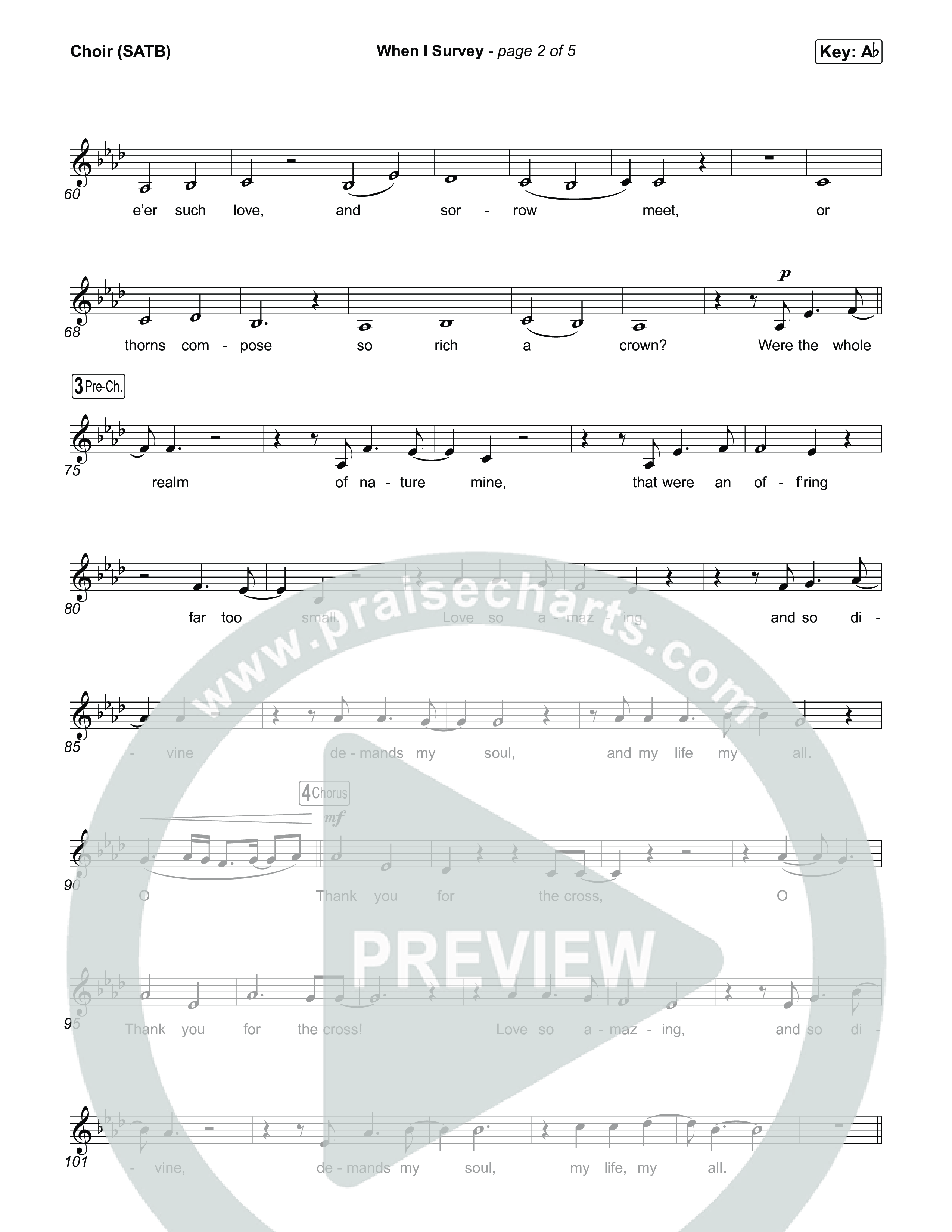 When I Survey Choir Sheet (SATB) (Tommee Profitt / Jenn Johnson)