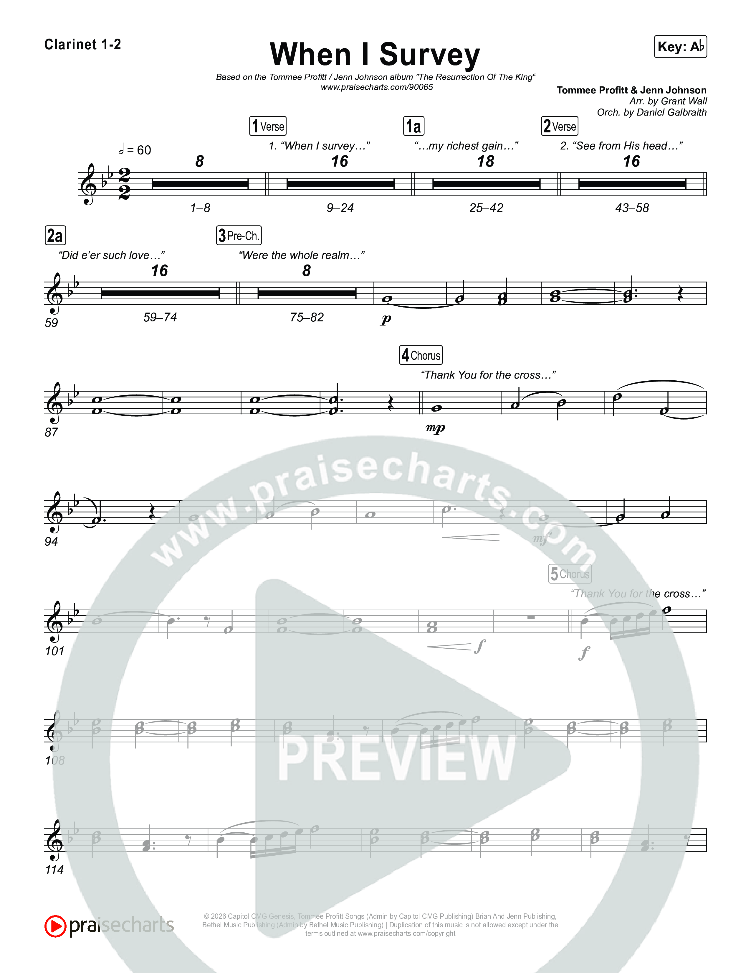 When I Survey Clarinet 1/2 (Tommee Profitt / Jenn Johnson)