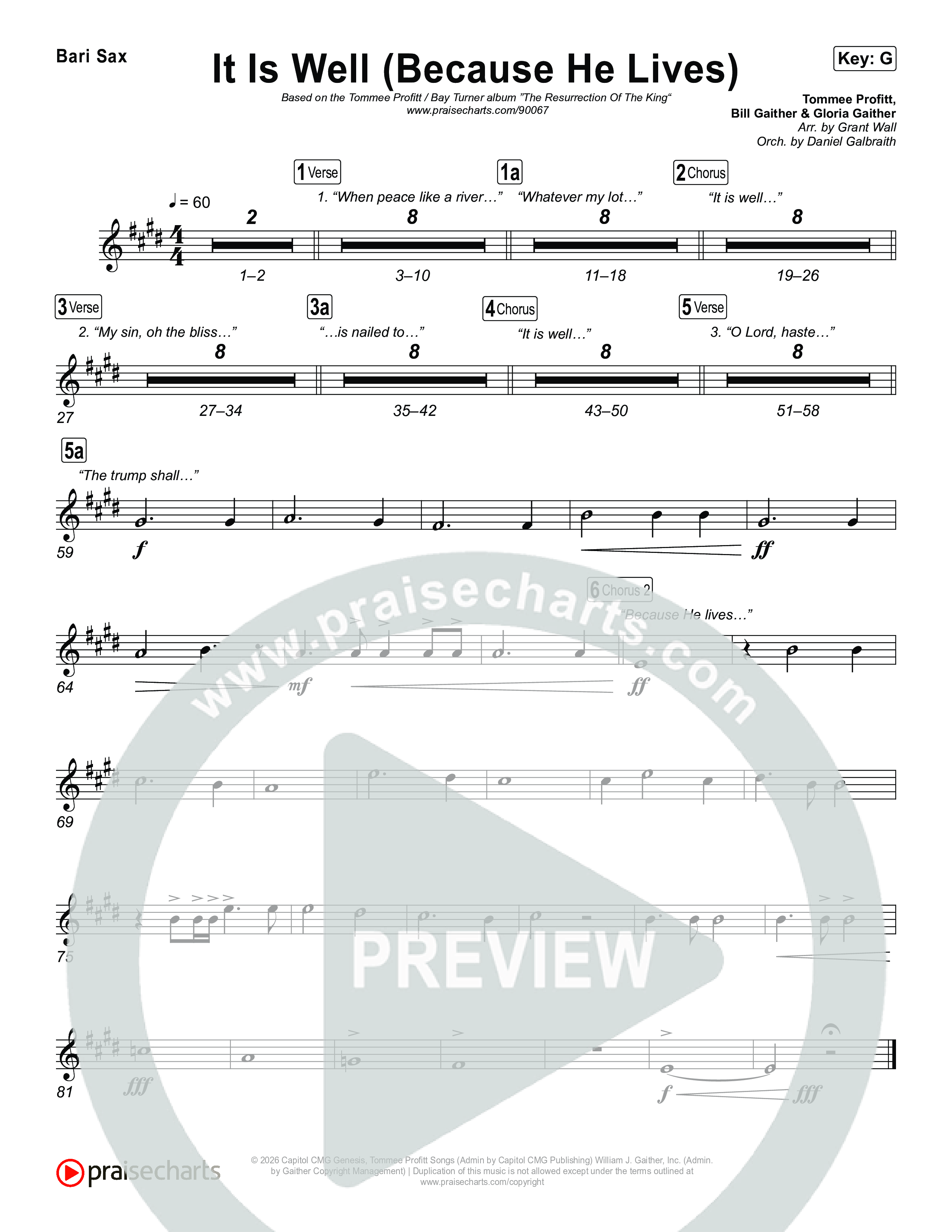 It Is Well (Because He Lives) Bari Sax (Tommee Profitt / Bay Turner)