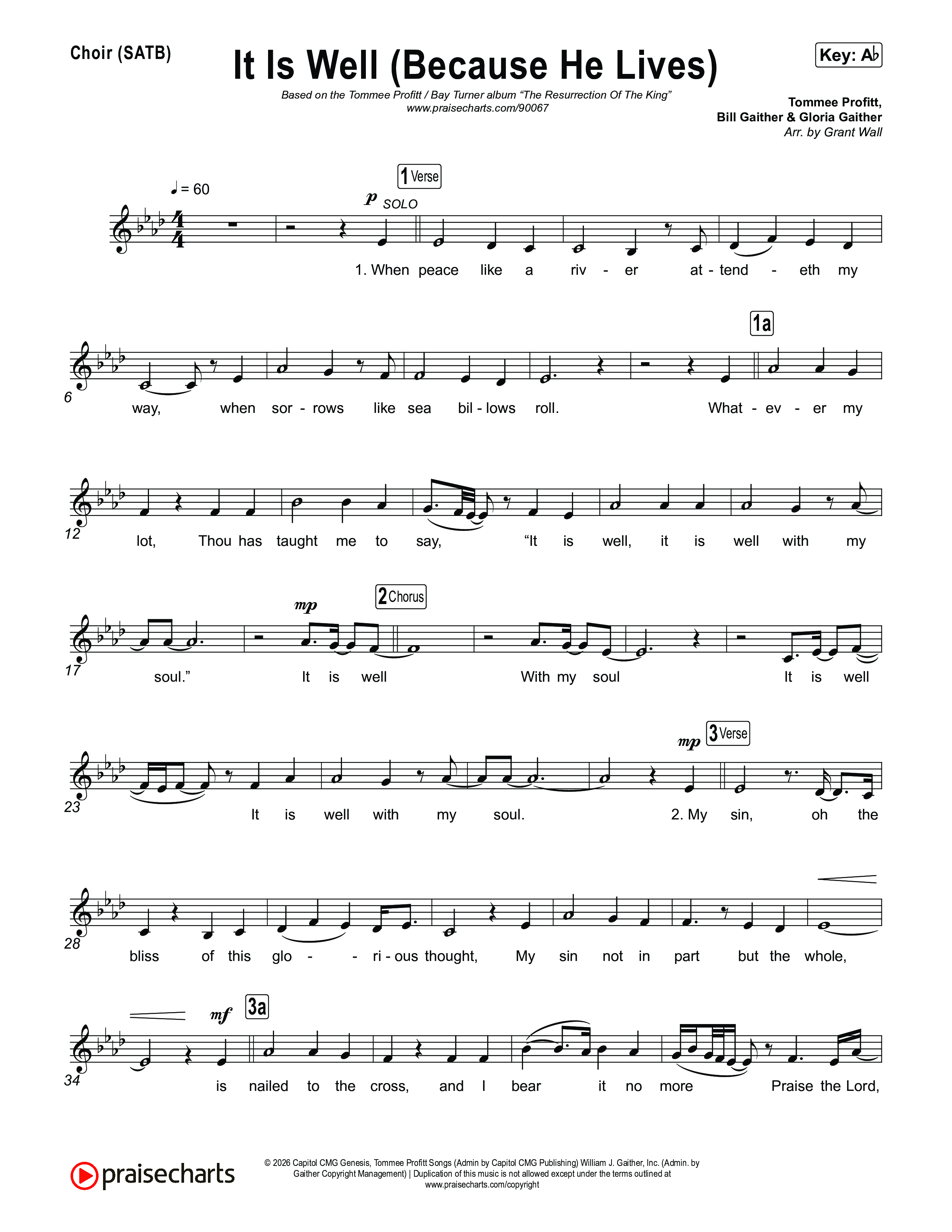 It Is Well (Because He Lives) Choir Sheet (SATB) (Tommee Profitt / Bay Turner)
