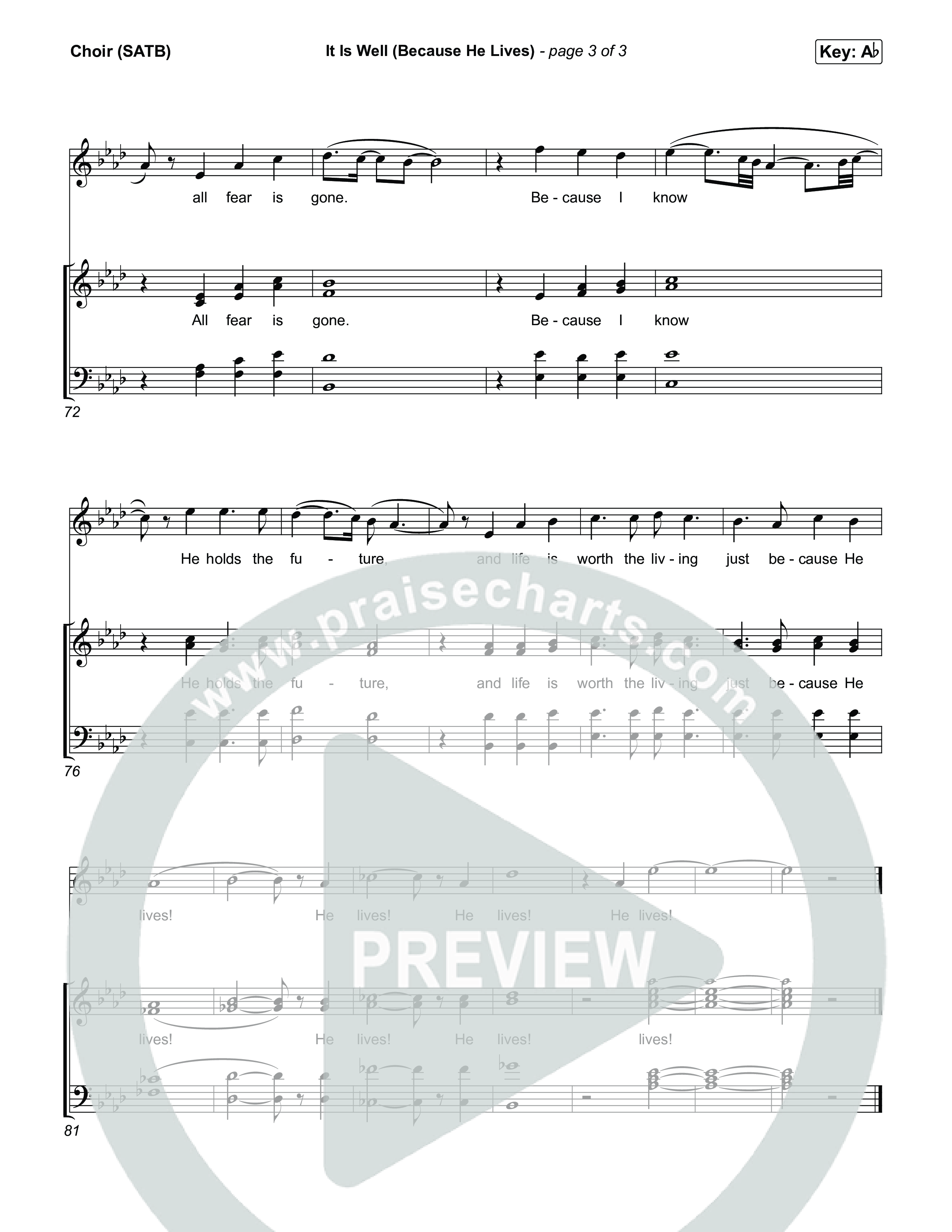 It Is Well (Because He Lives) Choir Sheet (SATB) (Tommee Profitt / Bay Turner)