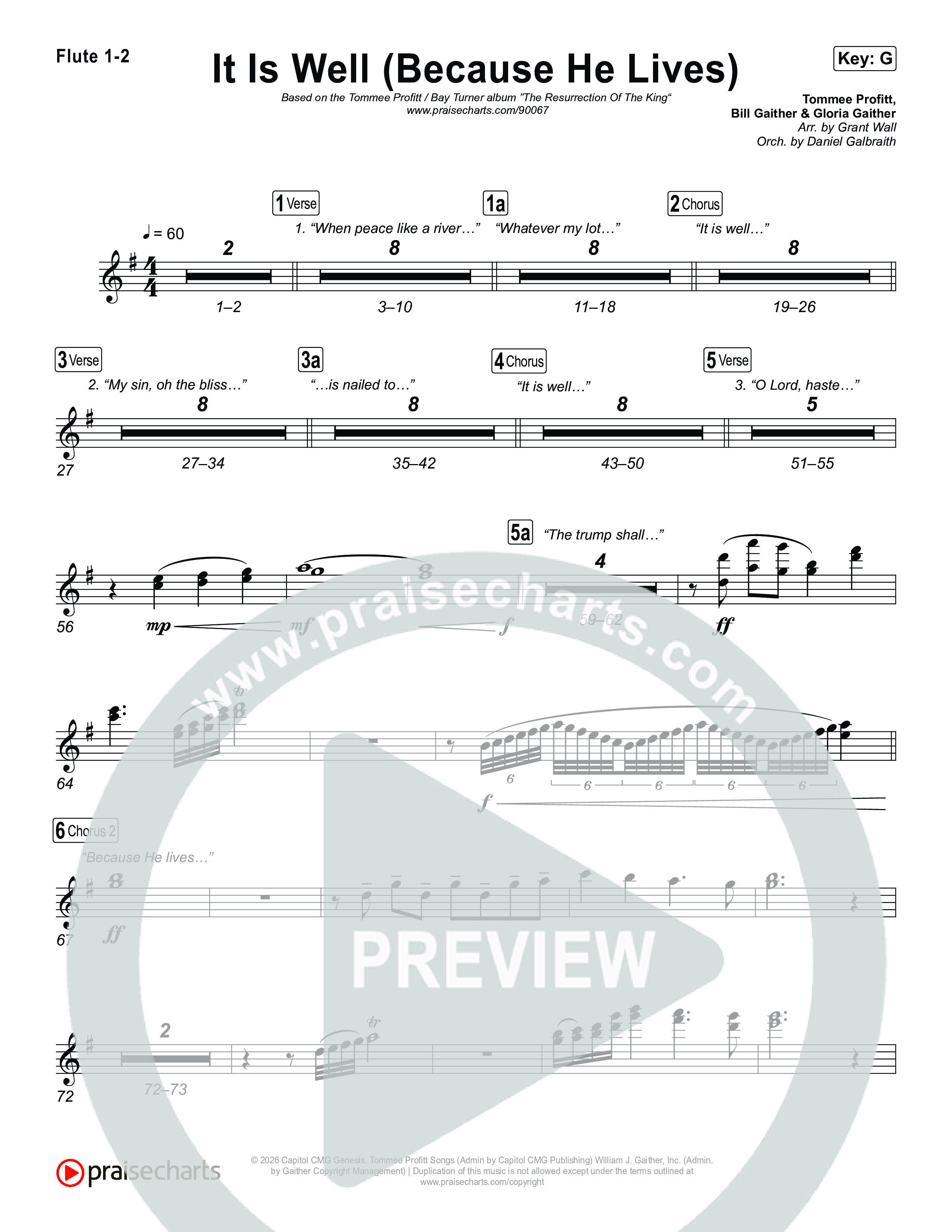 It Is Well (Because He Lives) Flute 1,2 (Tommee Profitt / Bay Turner)