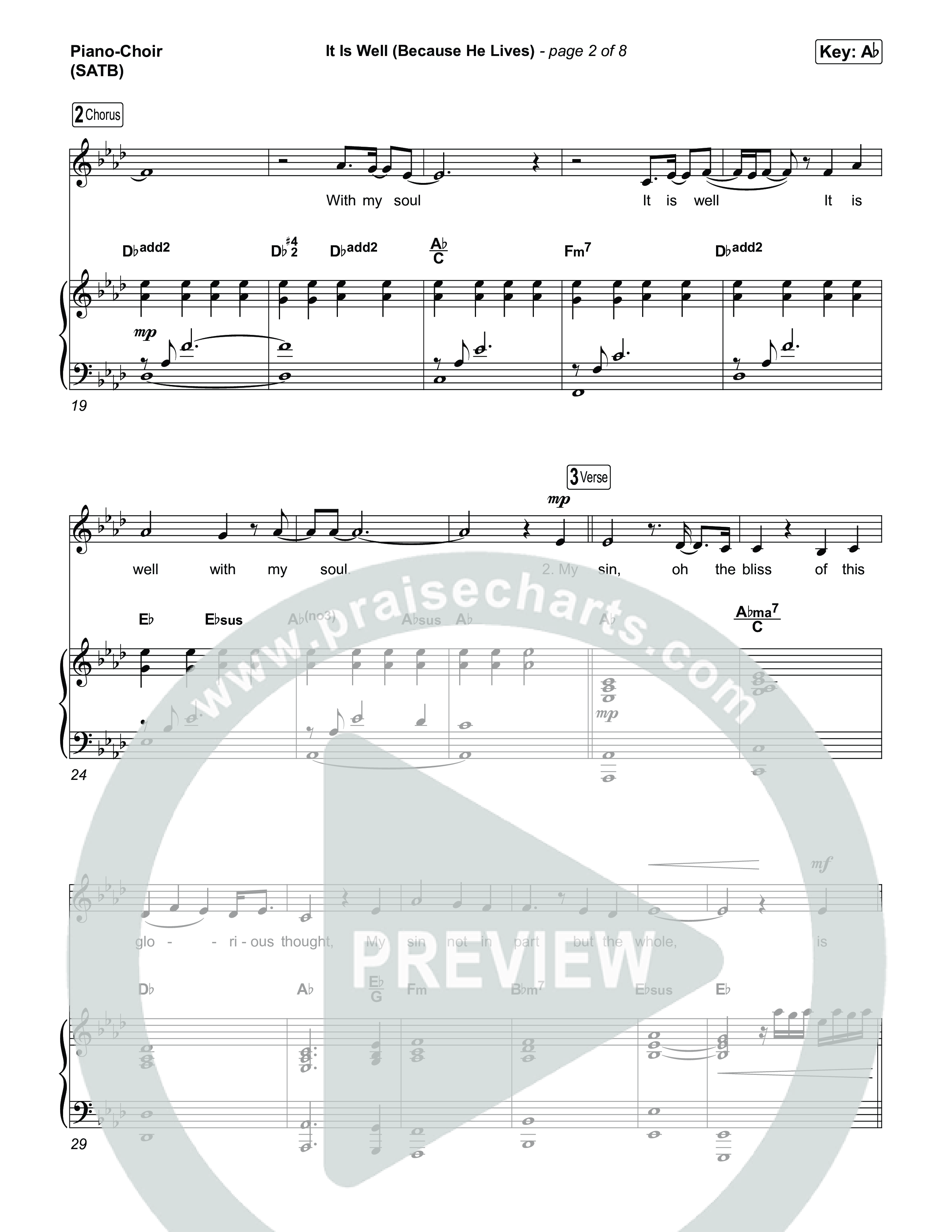 It Is Well (Because He Lives) Piano/Vocal (SATB) (Tommee Profitt / Bay Turner)