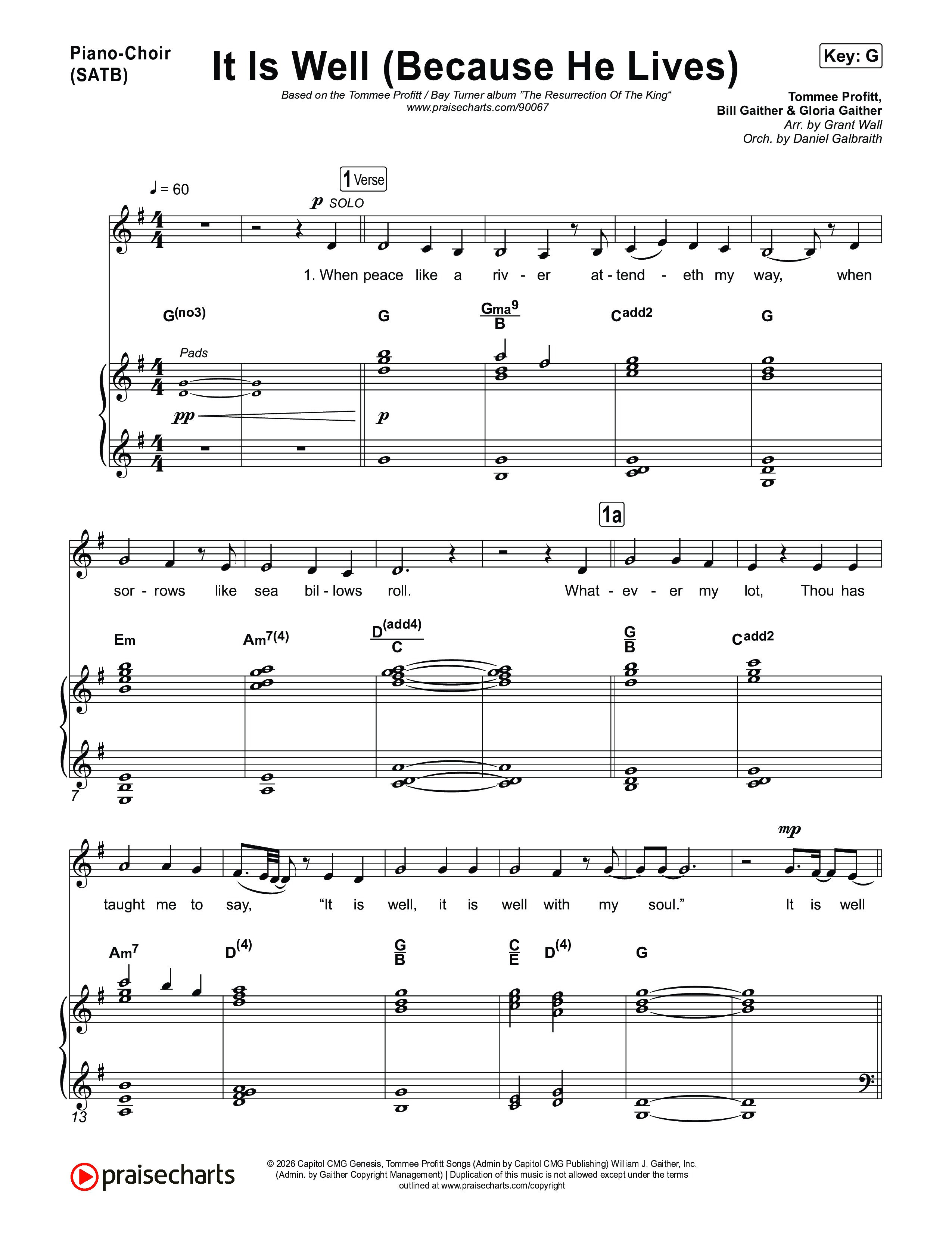 It Is Well (Because He Lives) Piano/Vocal (SATB) (Tommee Profitt / Bay Turner)