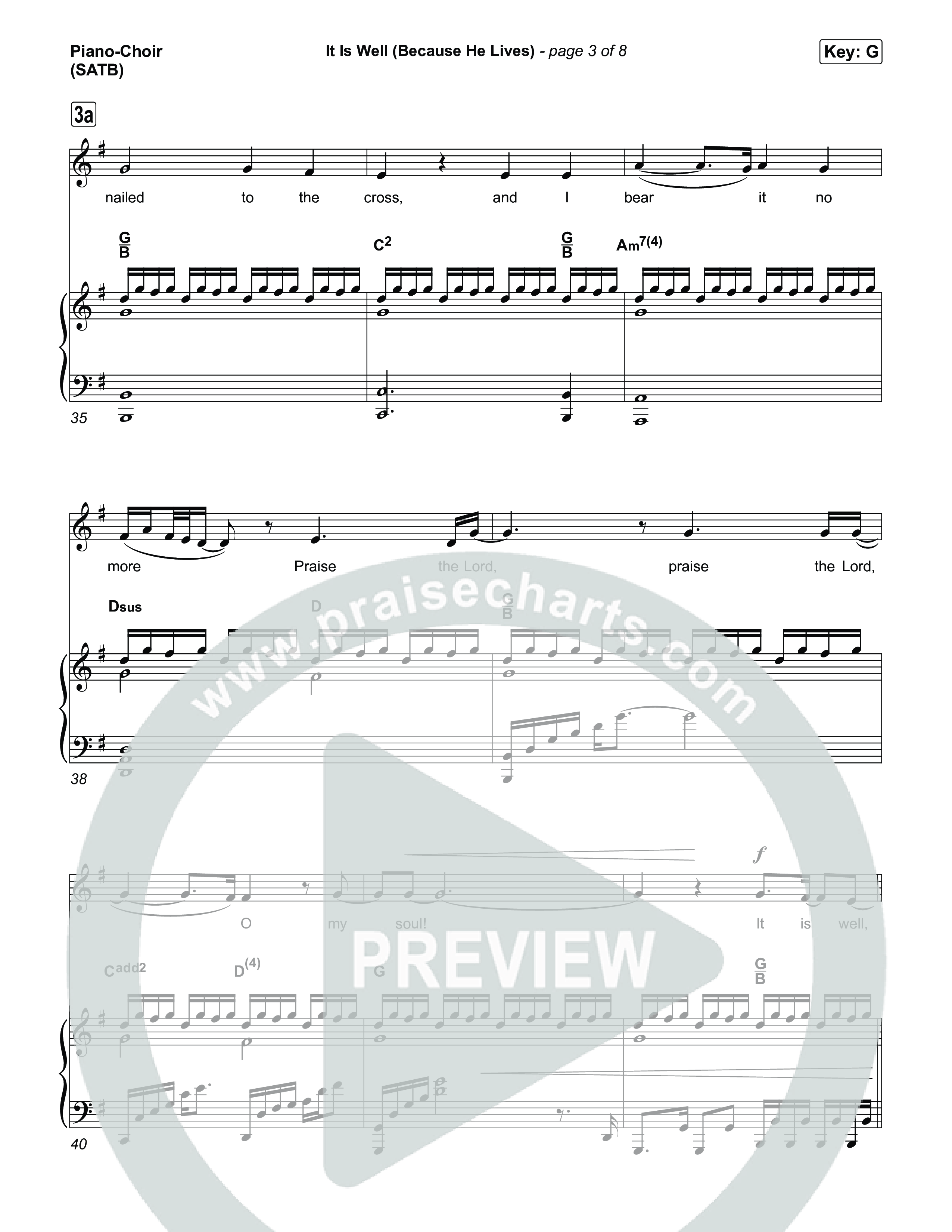 It Is Well (Because He Lives) Piano/Vocal (SATB) (Tommee Profitt / Bay Turner)