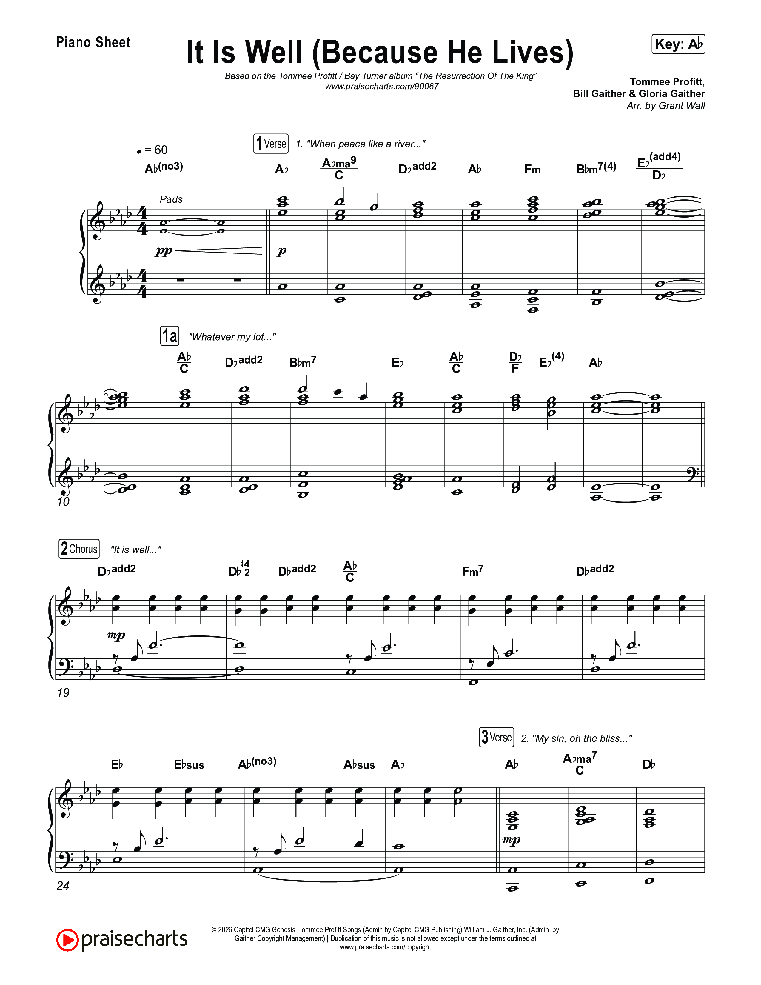 It Is Well (Because He Lives) Piano Sheet (Tommee Profitt / Bay Turner)