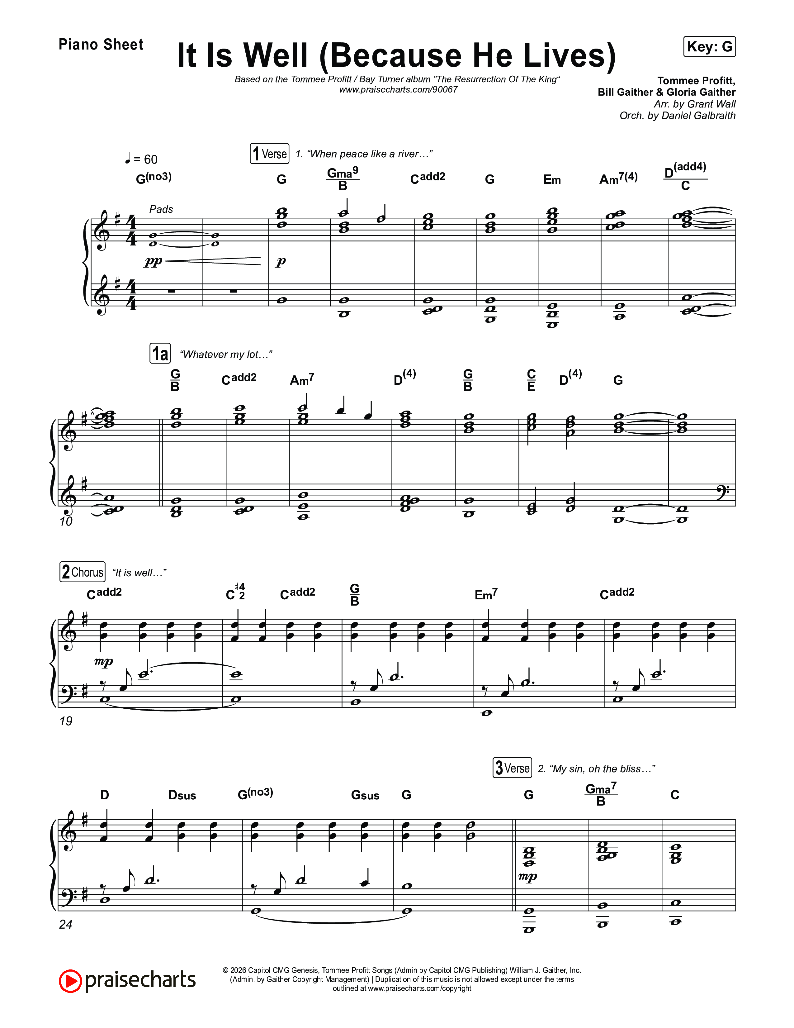 It Is Well (Because He Lives) Piano Sheet (Tommee Profitt / Bay Turner)