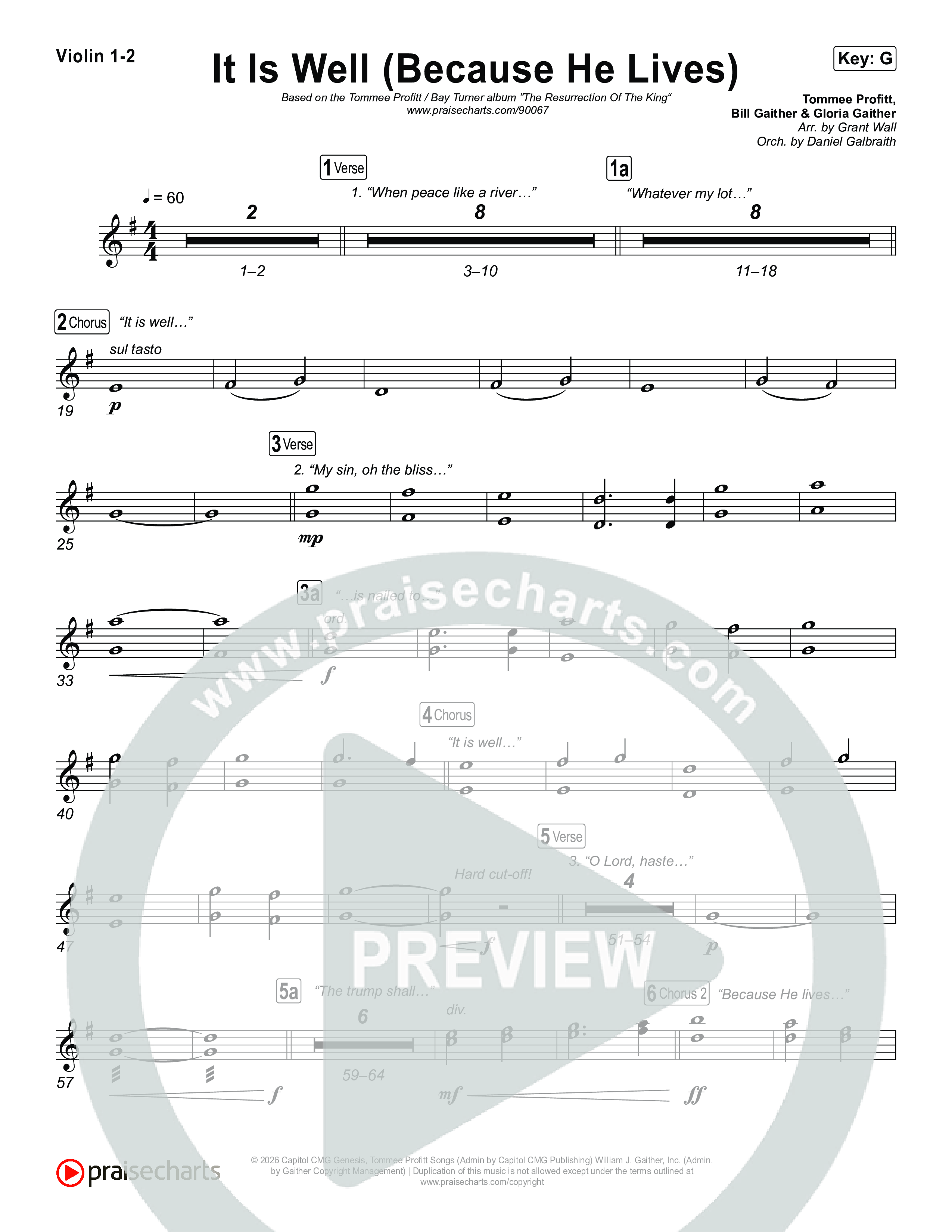 It Is Well (Because He Lives) Violin 1,2 (Tommee Profitt / Bay Turner)