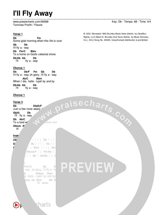 I'll Fly Away Chord Chart (Tommee Profitt / Fleurie)