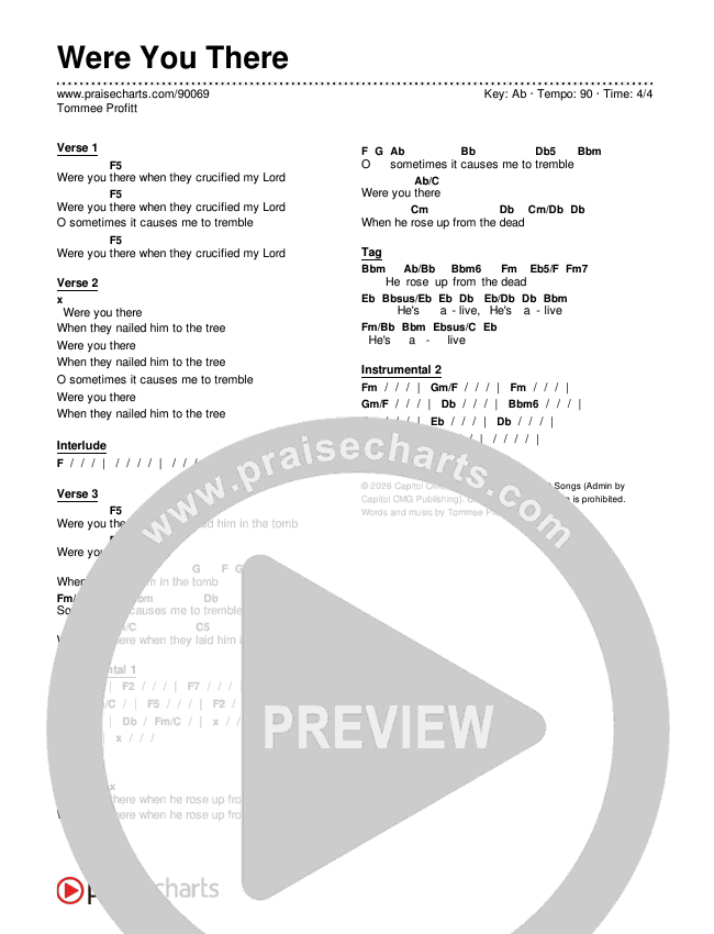 Where You There Chord Chart (Tommee Profitt)