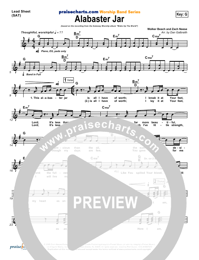 Alabaster Jar Sheet Music PDF (Gateway Worship) PraiseCharts