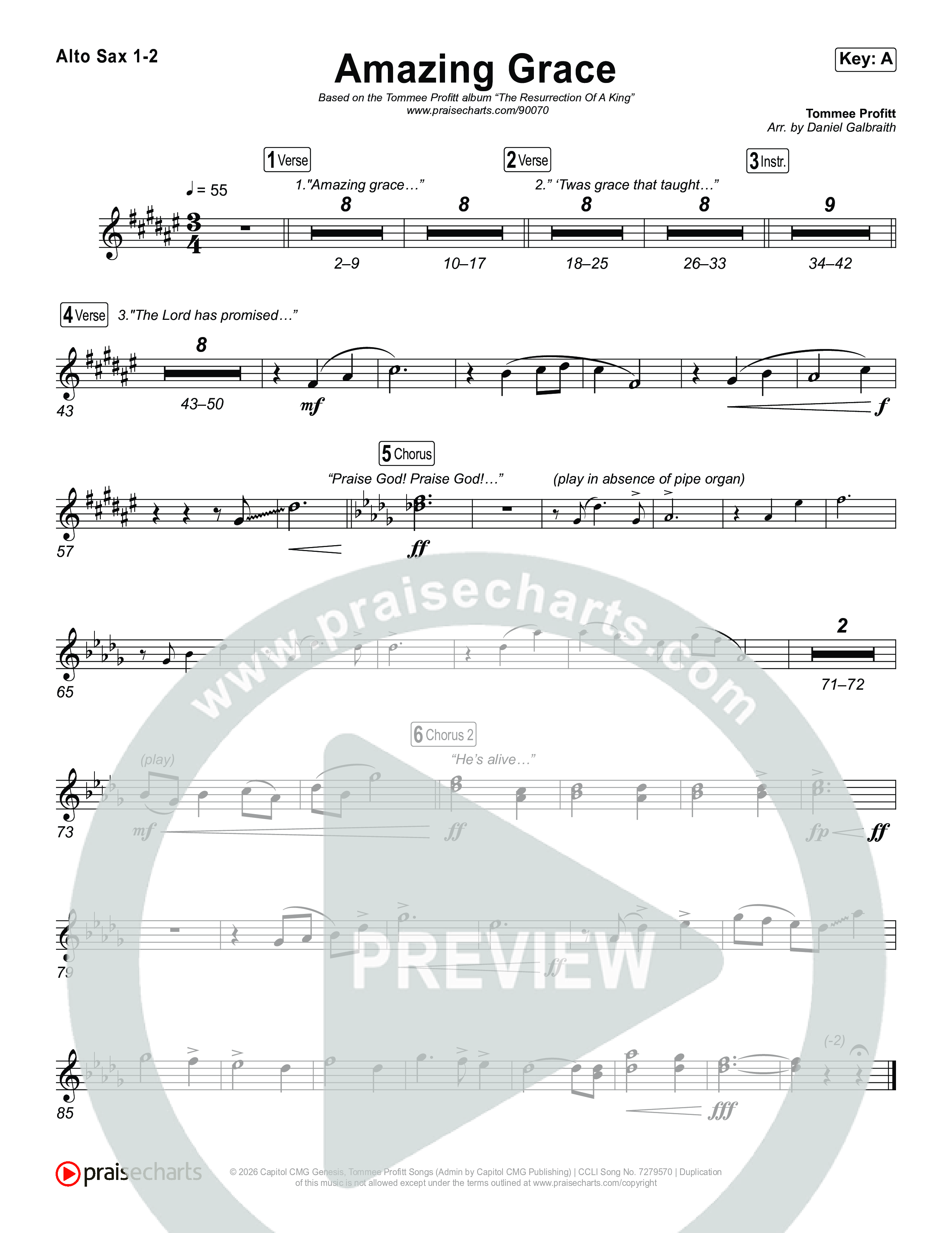 Amazing Grace (He's Alive) Alto Sax 1,2 (Tommee Profitt / Stanaj)