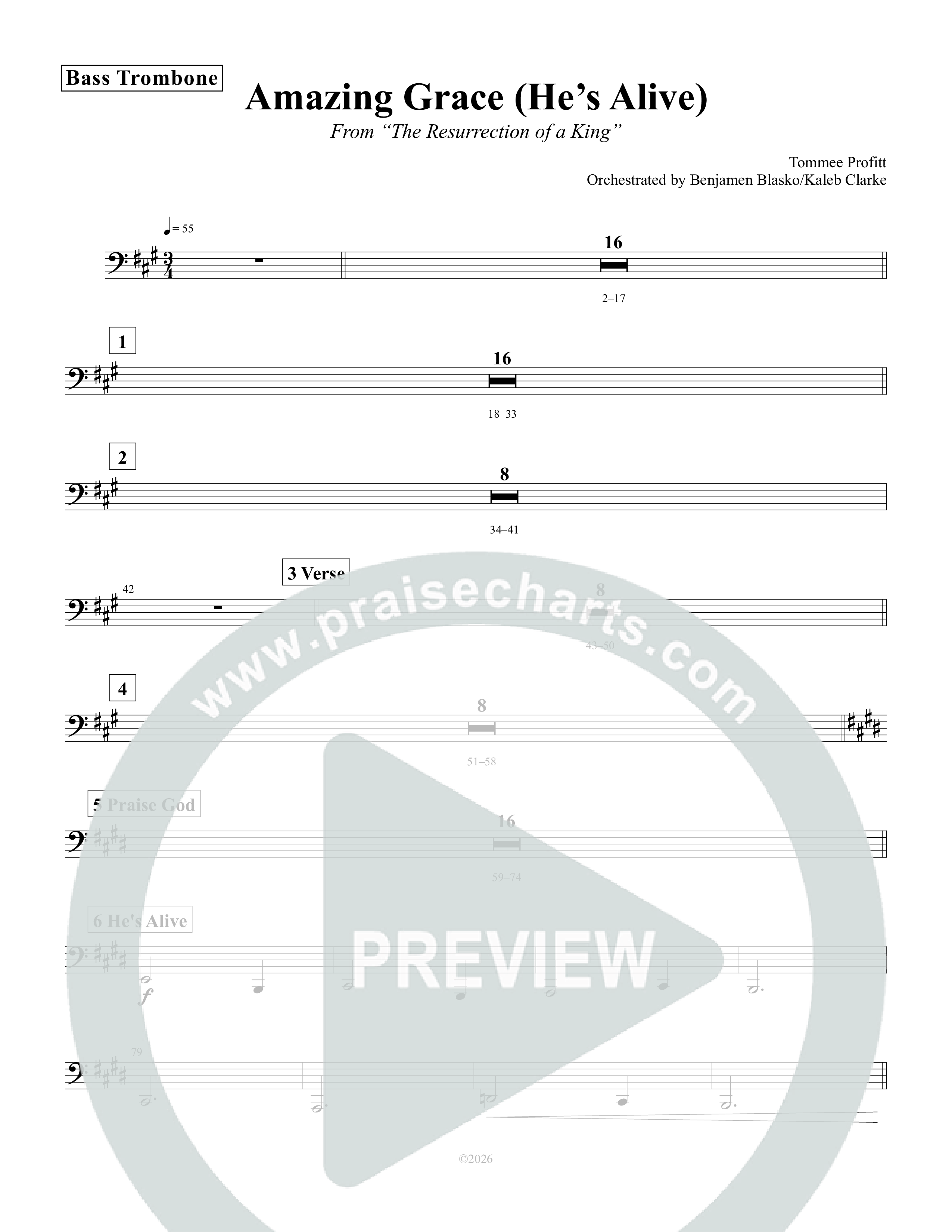 Amazing Grace (He's Alive) Bass Trombone (Tommee Profitt / Stanaj)
