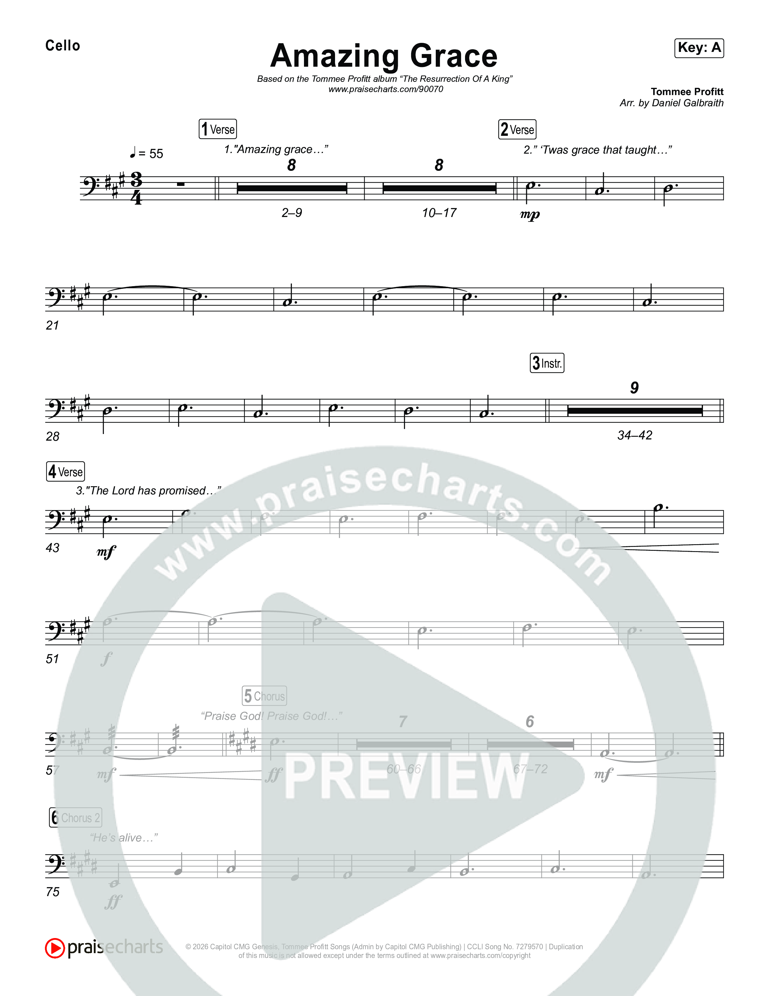Amazing Grace (He's Alive) Cello (Tommee Profitt / Stanaj)