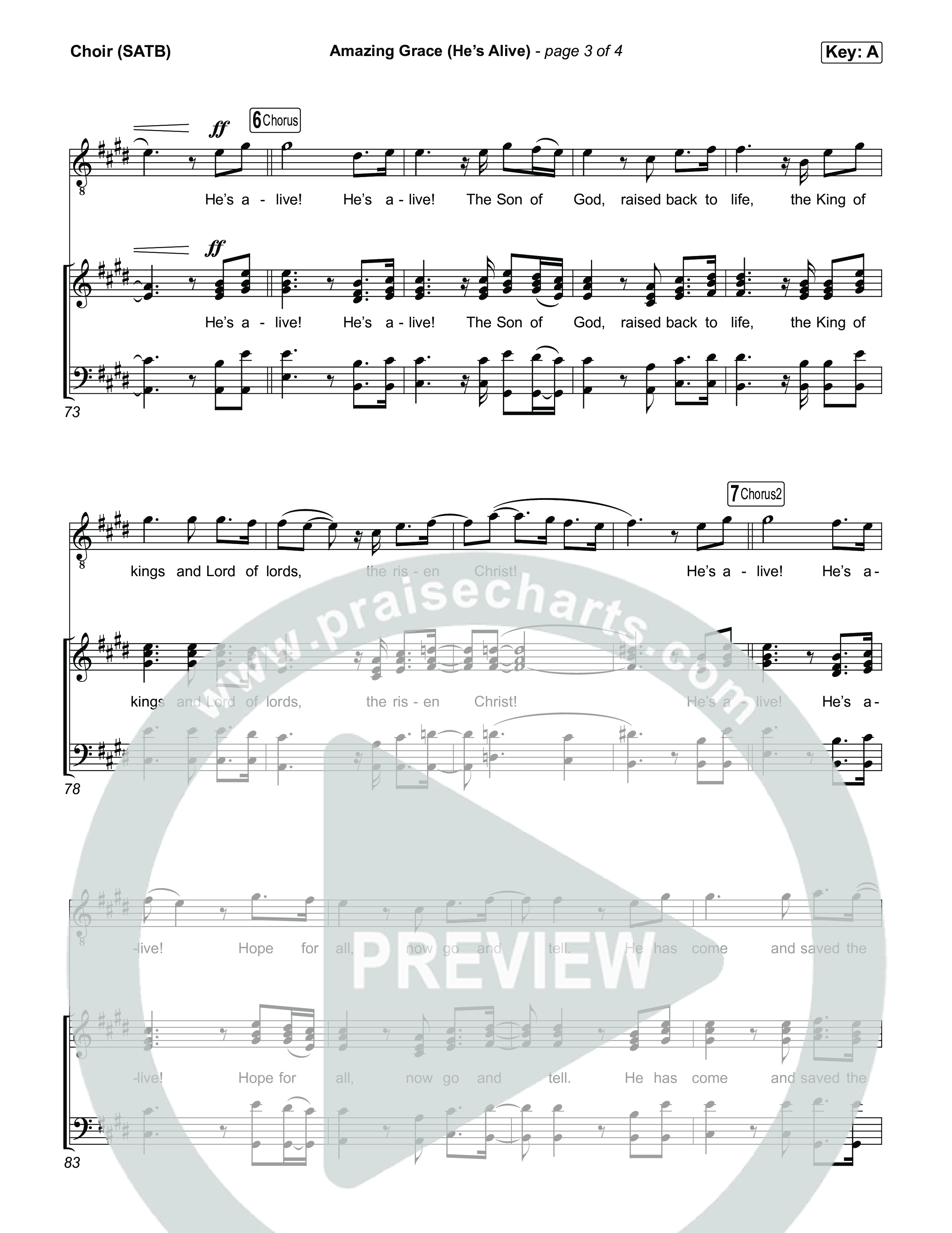 Amazing Grace (He's Alive) Choir Sheet (SATB) (Tommee Profitt / Stanaj)