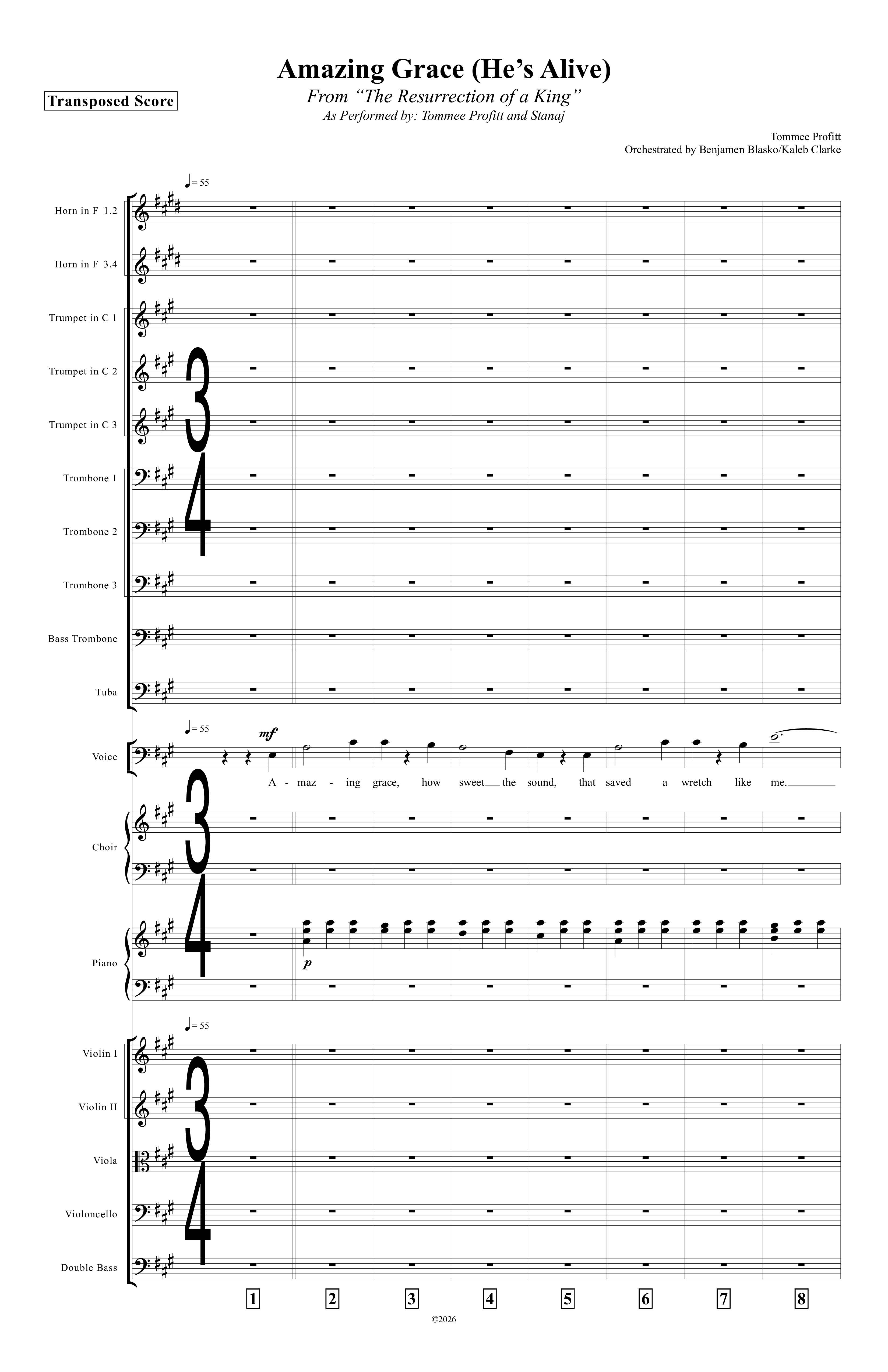 Amazing Grace (He's Alive) Conductor's Score (Tommee Profitt / Stanaj)
