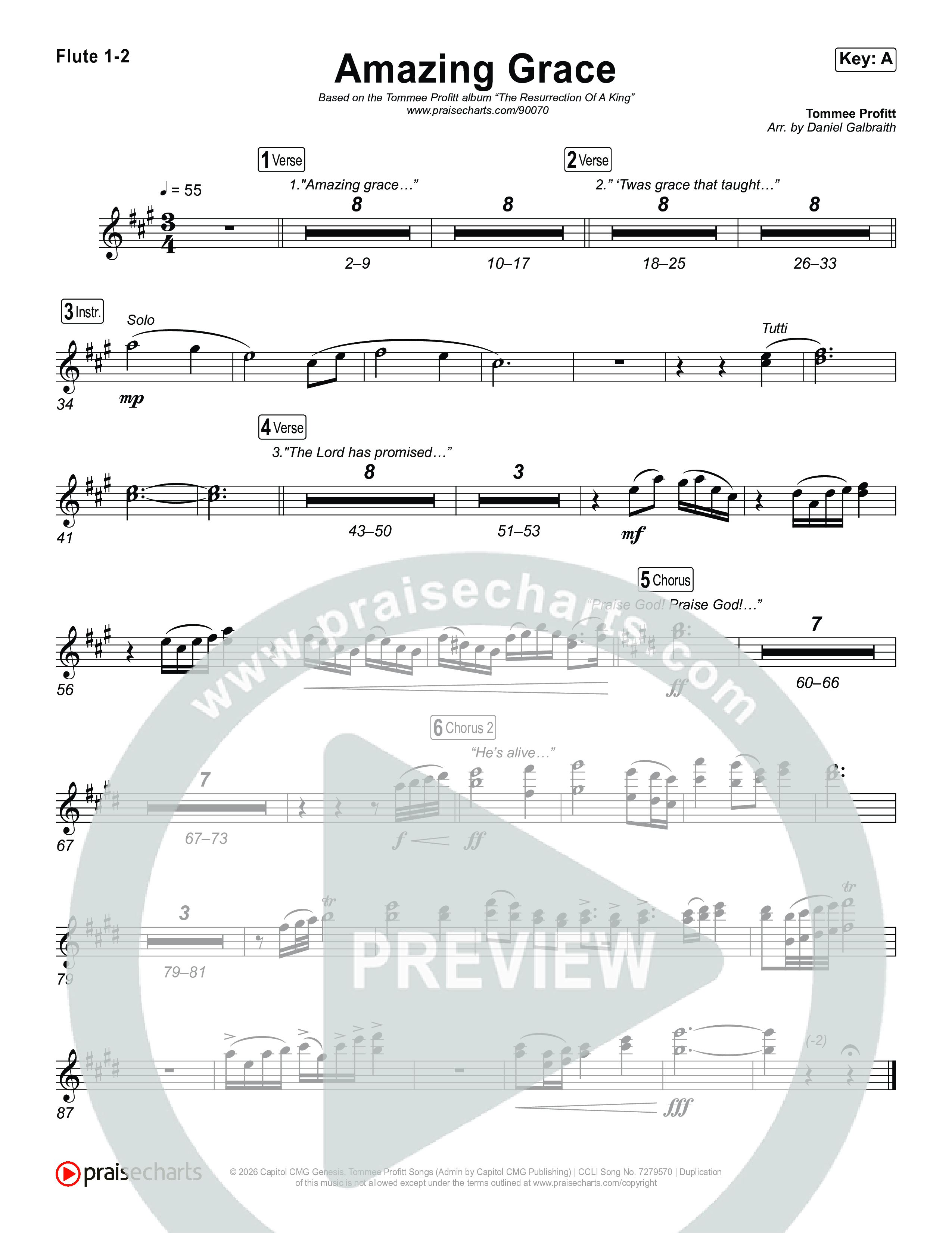 Amazing Grace (He's Alive) Flute 1,2 (Tommee Profitt / Stanaj)
