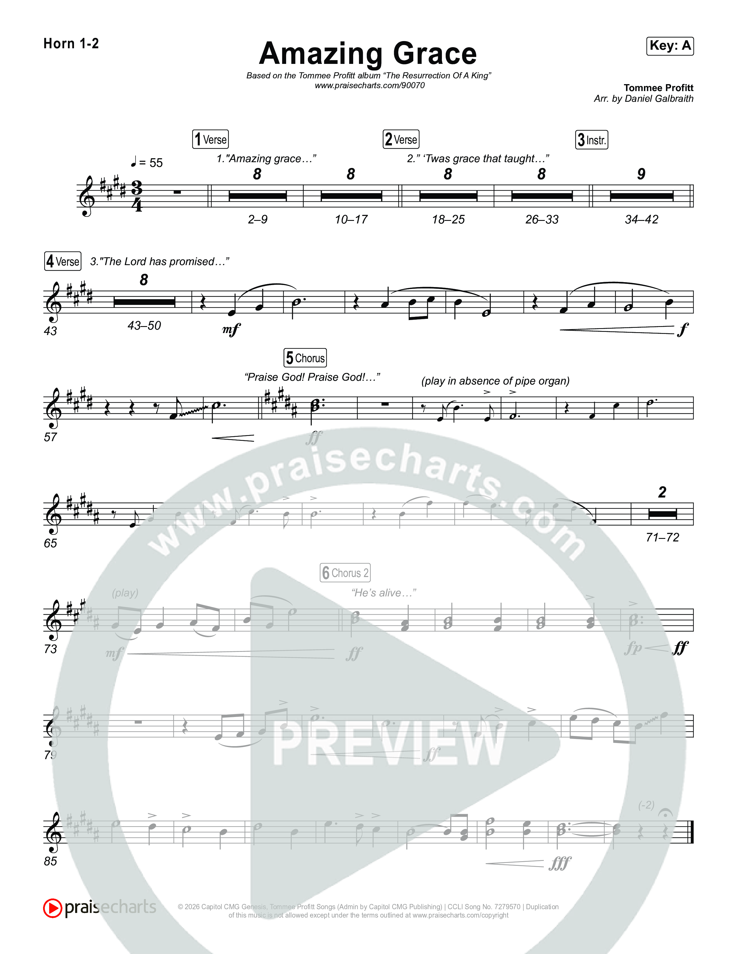 Amazing Grace (He's Alive) French Horn 1,2 (Tommee Profitt / Stanaj)