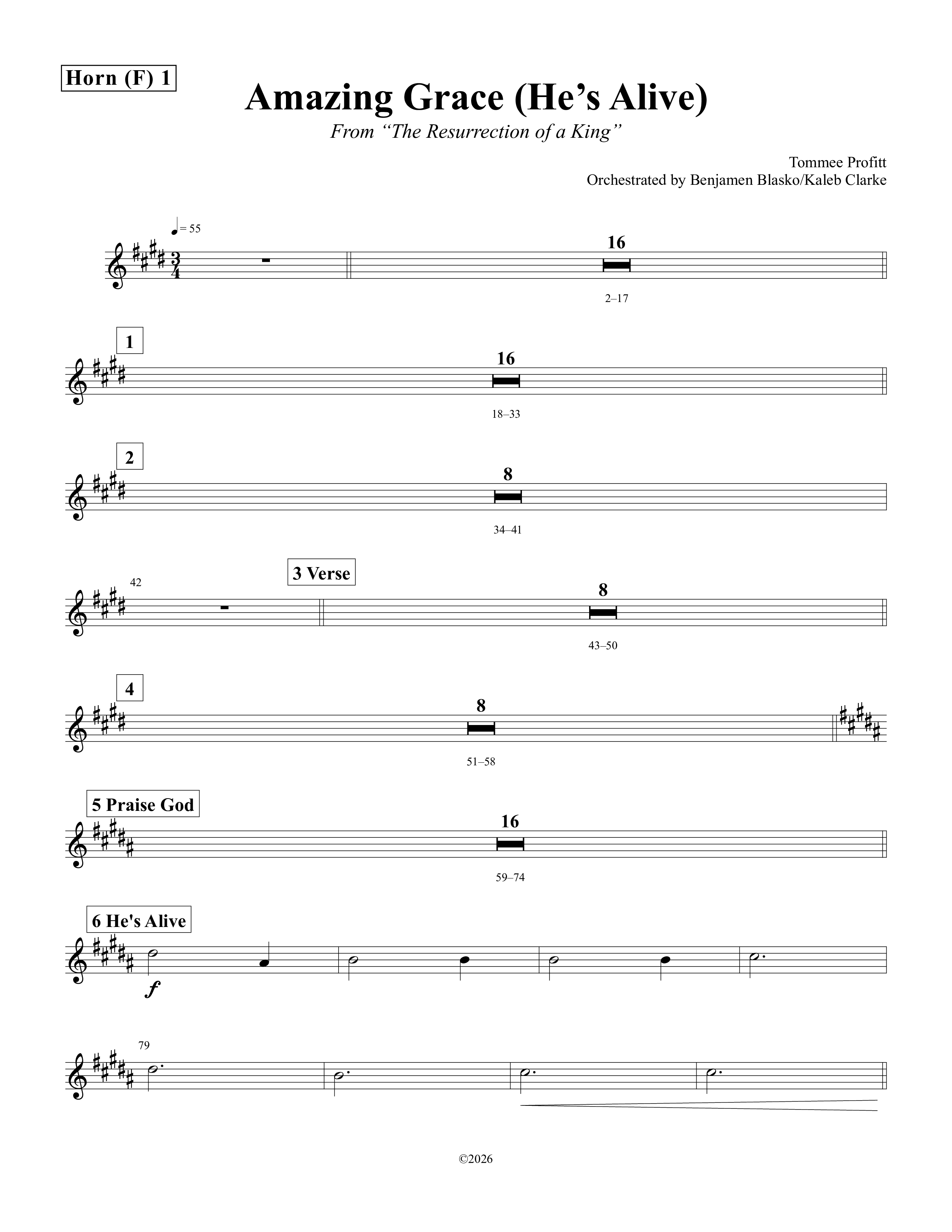 Amazing Grace (He's Alive) French Horn (Tommee Profitt / Stanaj)