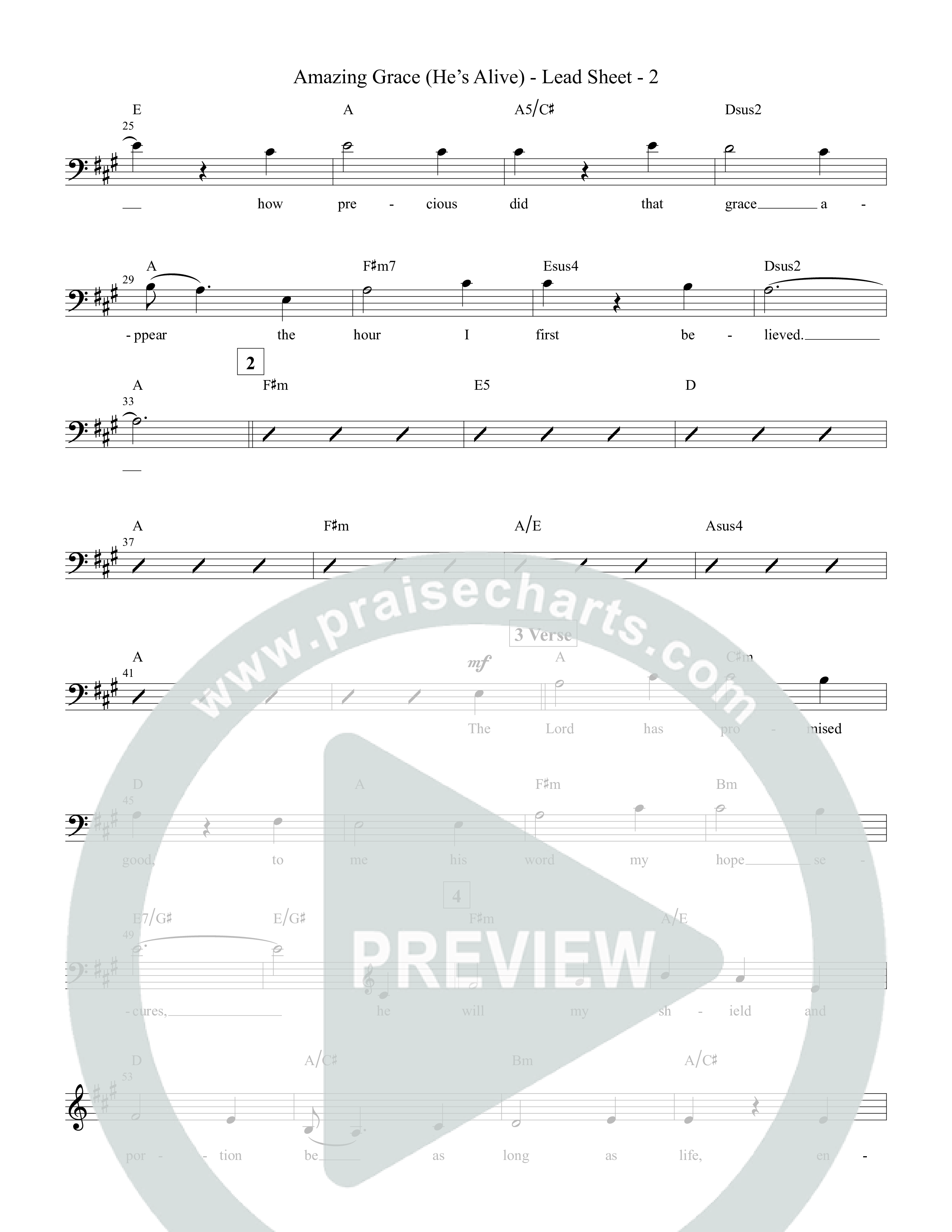 Amazing Grace (He's Alive) Lead Sheet Melody (Tommee Profitt / Stanaj)