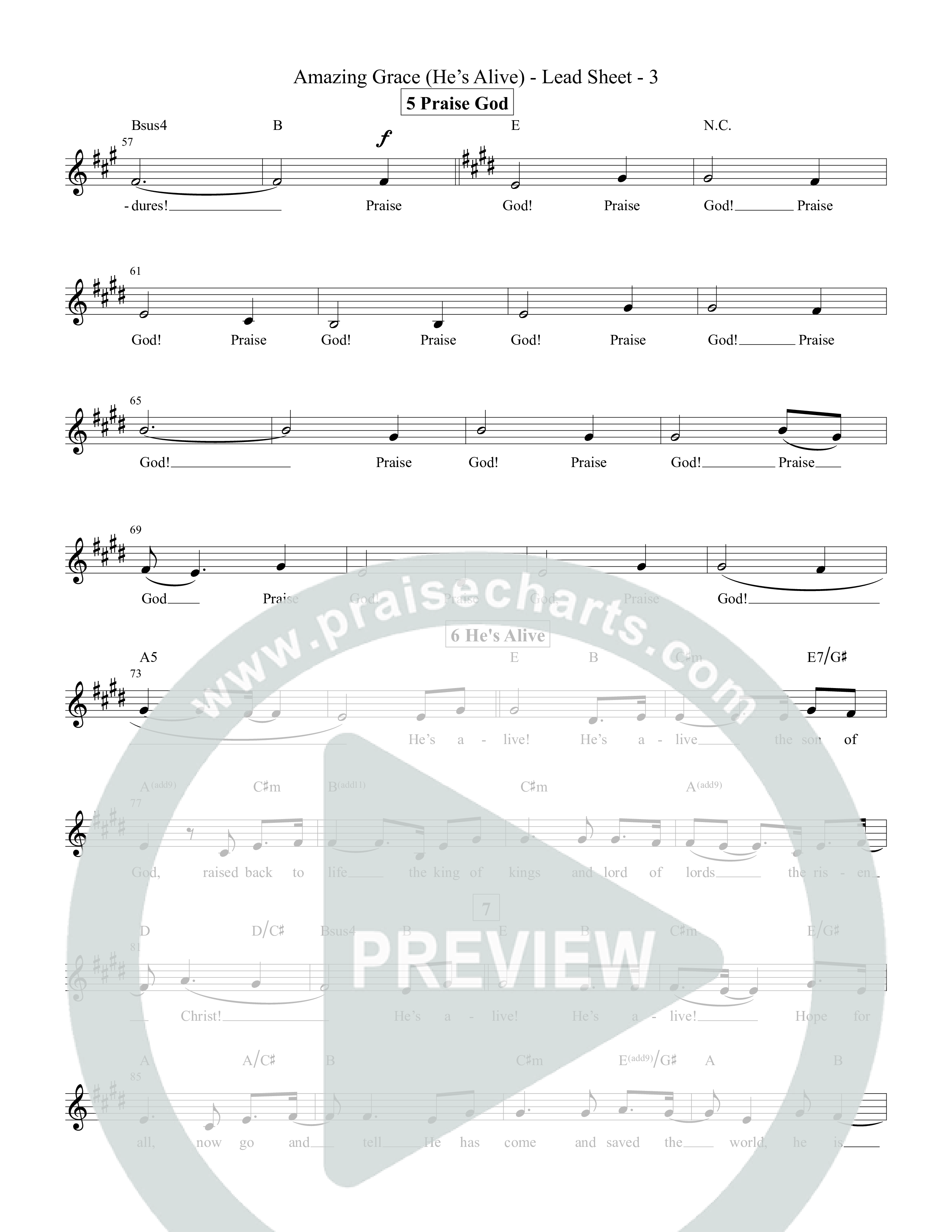 Amazing Grace (He's Alive) Lead Sheet Melody (Tommee Profitt / Stanaj)