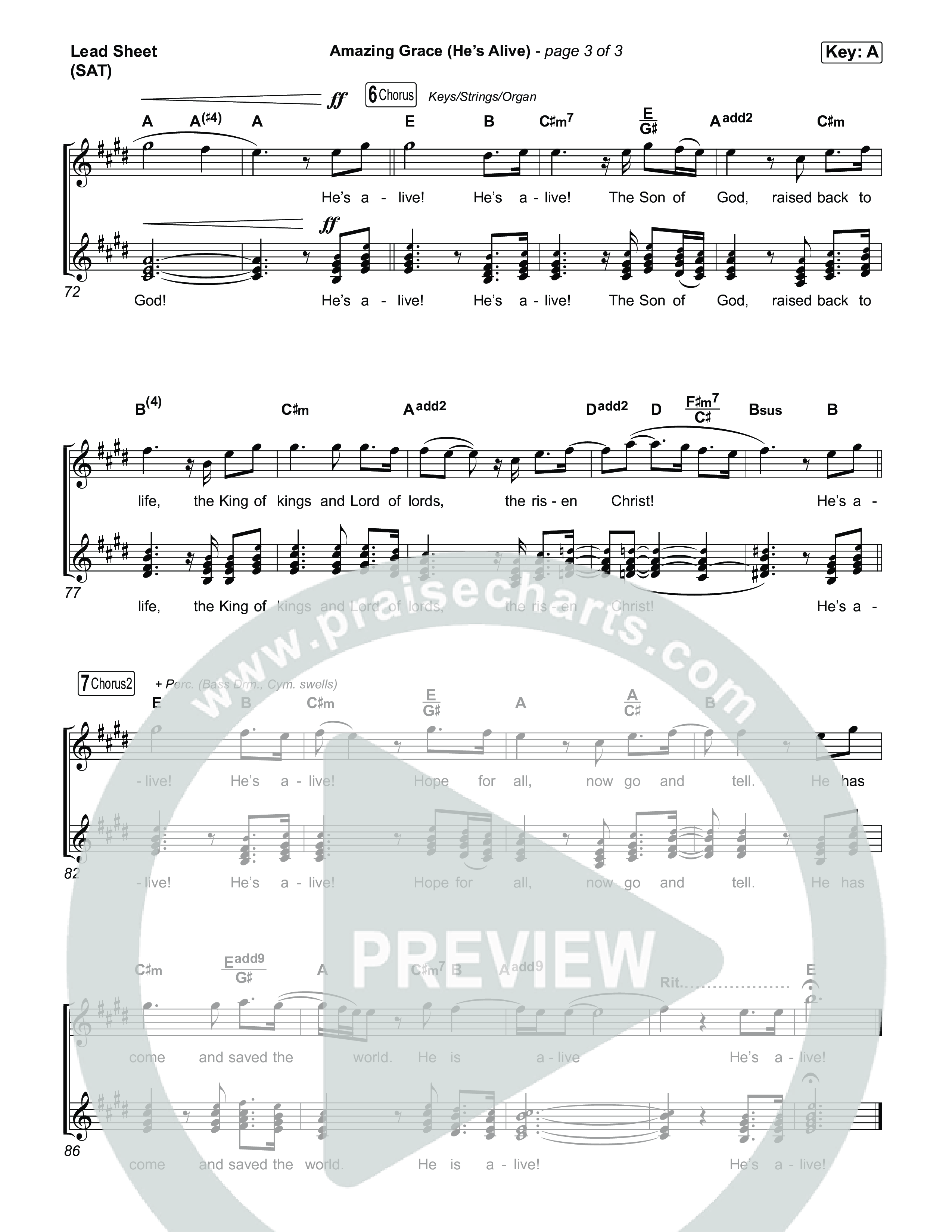 Amazing Grace (He's Alive) Lead Sheet (SAT) (Tommee Profitt / Stanaj)