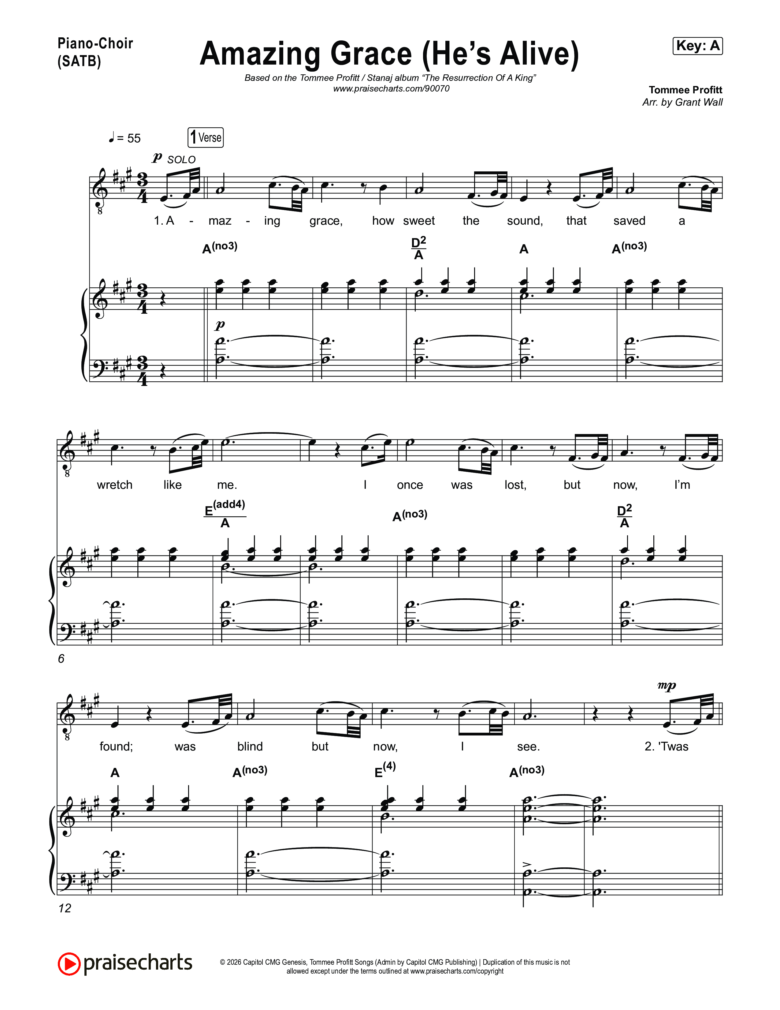 Amazing Grace (He's Alive) Piano/Vocal (SATB) (Tommee Profitt / Stanaj)