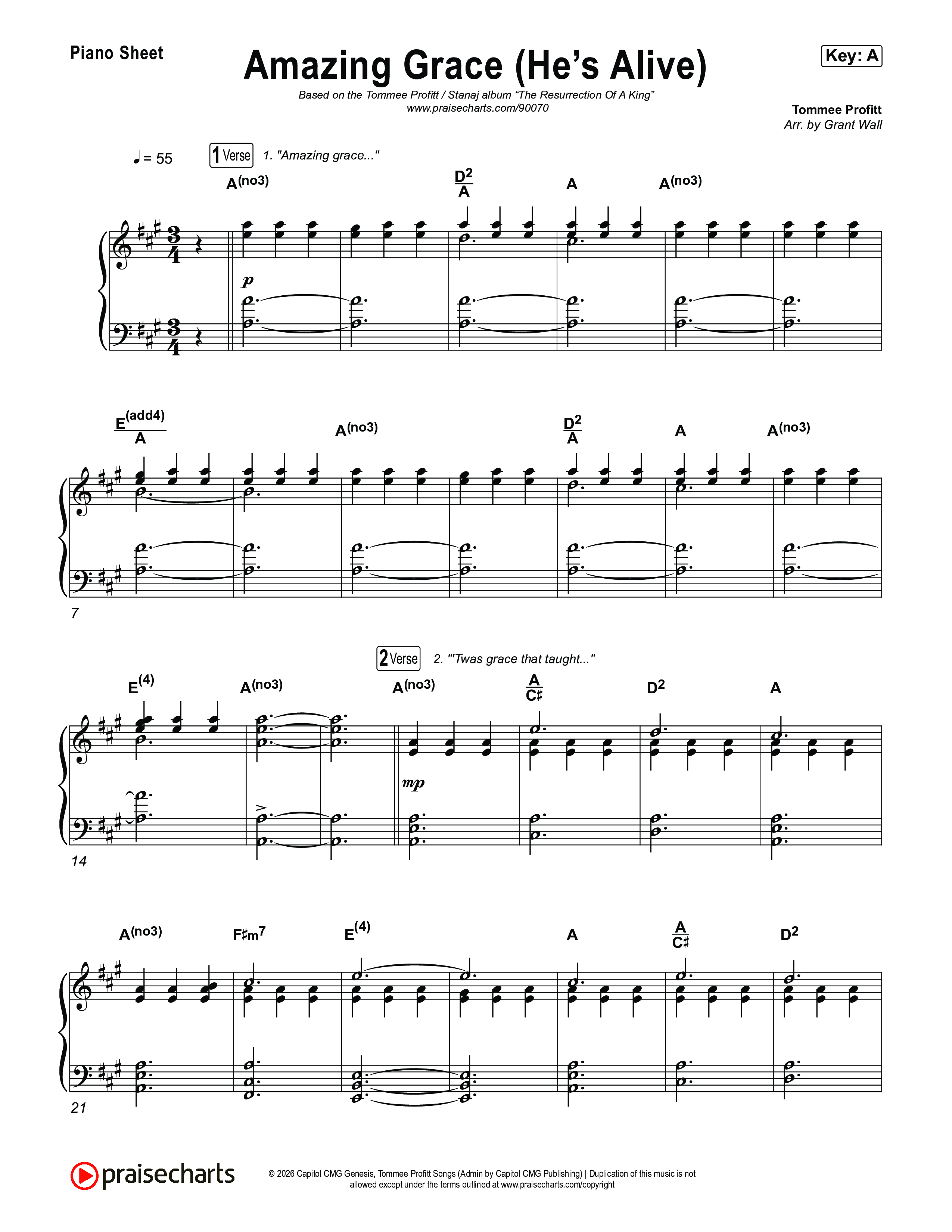 Amazing Grace (He's Alive) Piano Sheet (Tommee Profitt / Stanaj)